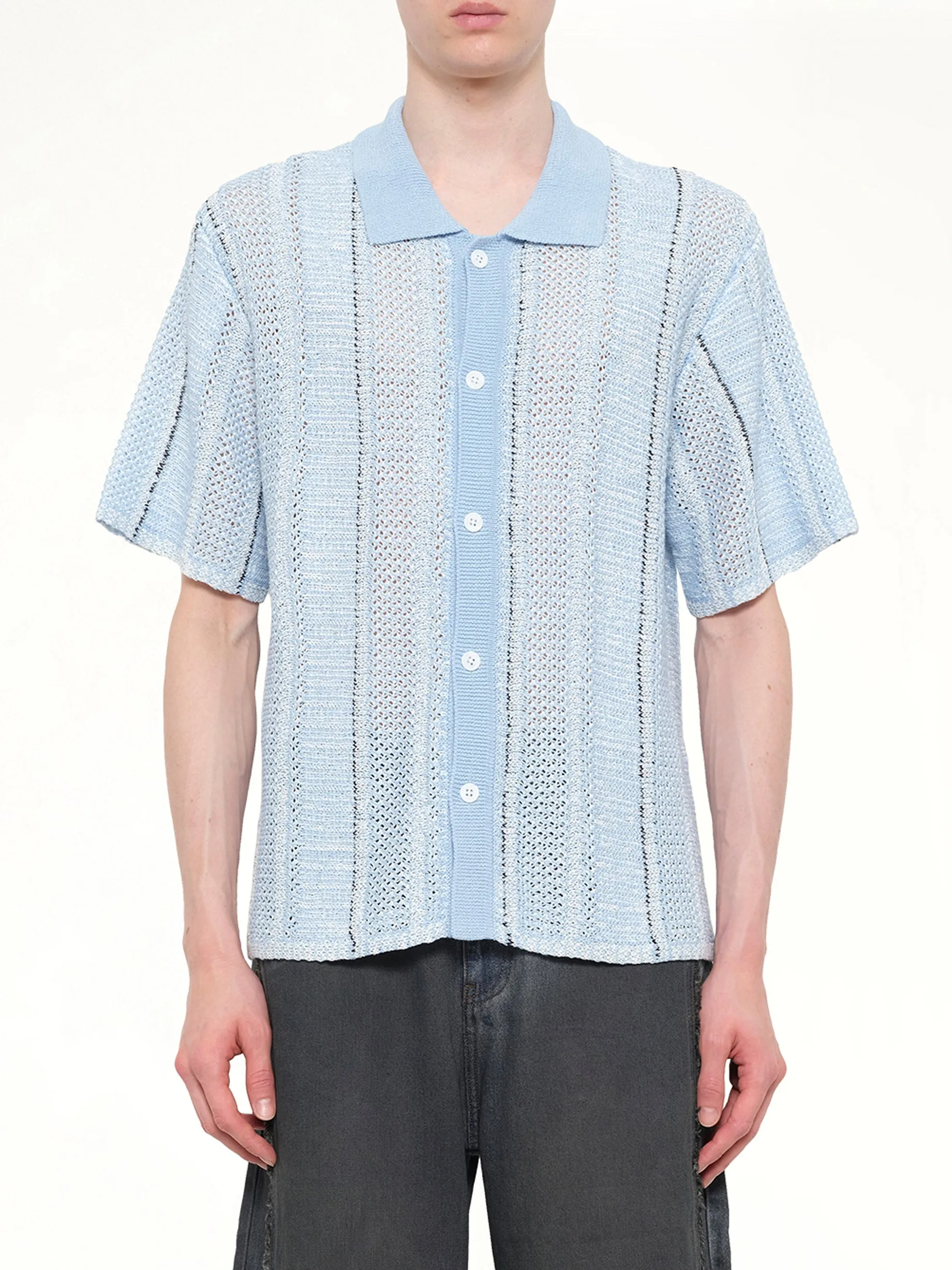 Knited Shirt in Blue Check sold by MARAIS