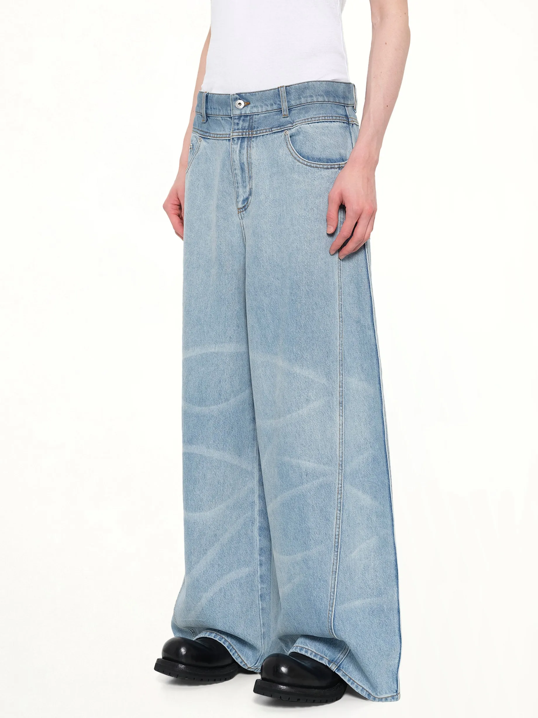 Wide Leg Denim Trousers in Blue sold by MARAIS product image thumbnail 2