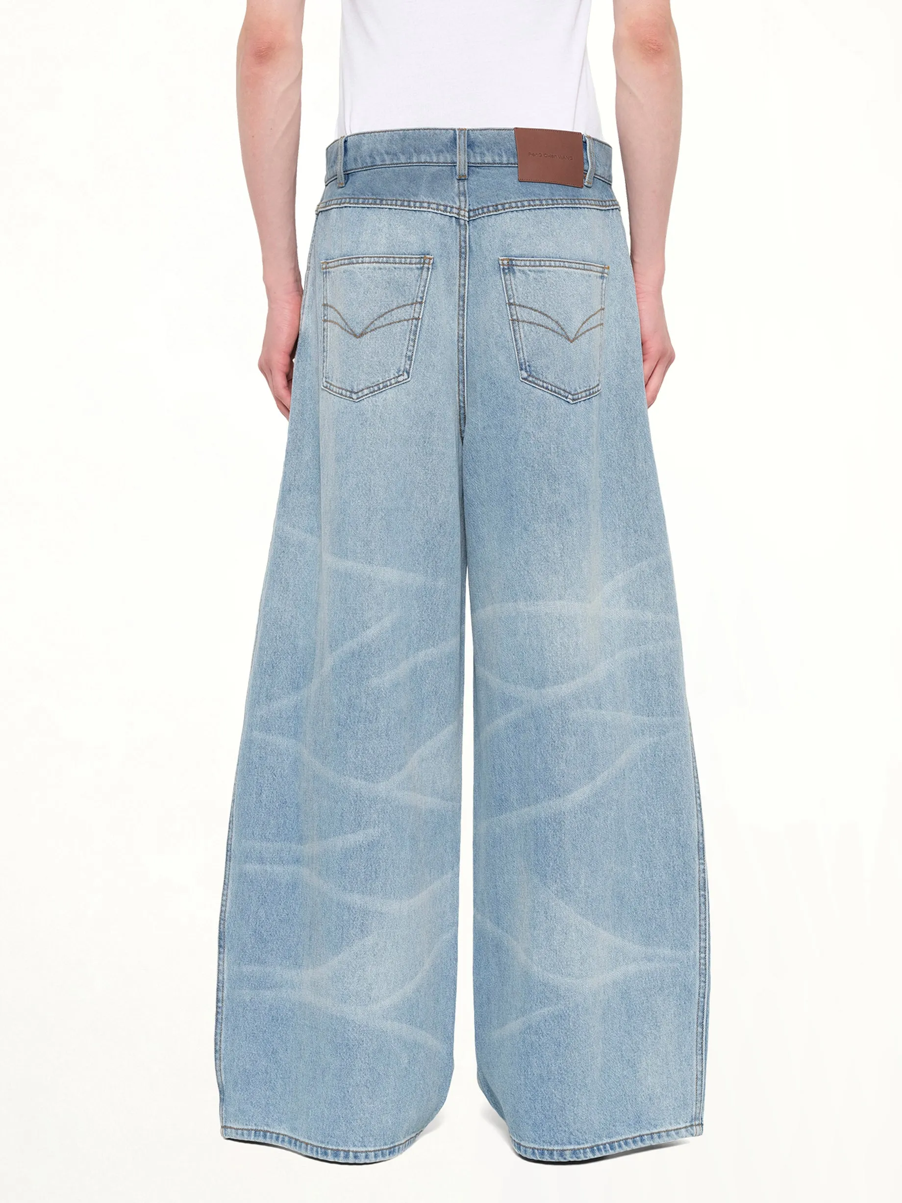 Wide Leg Denim Trousers in Blue sold by MARAIS product image thumbnail 5
