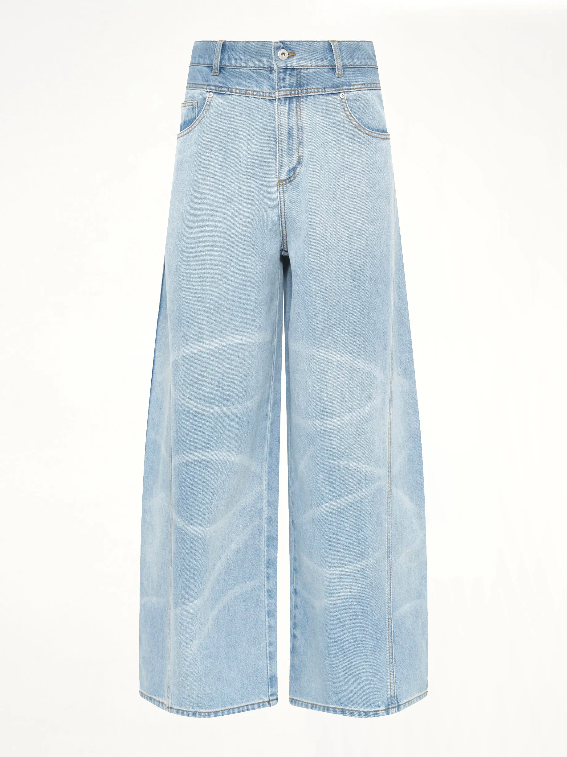 Wide Leg Denim Trousers in Blue sold by MARAIS product image thumbnail 3