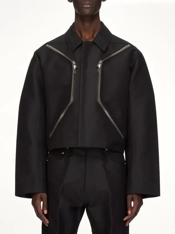 Woven Heizer Mac Jacket in Black made by Rick Owens