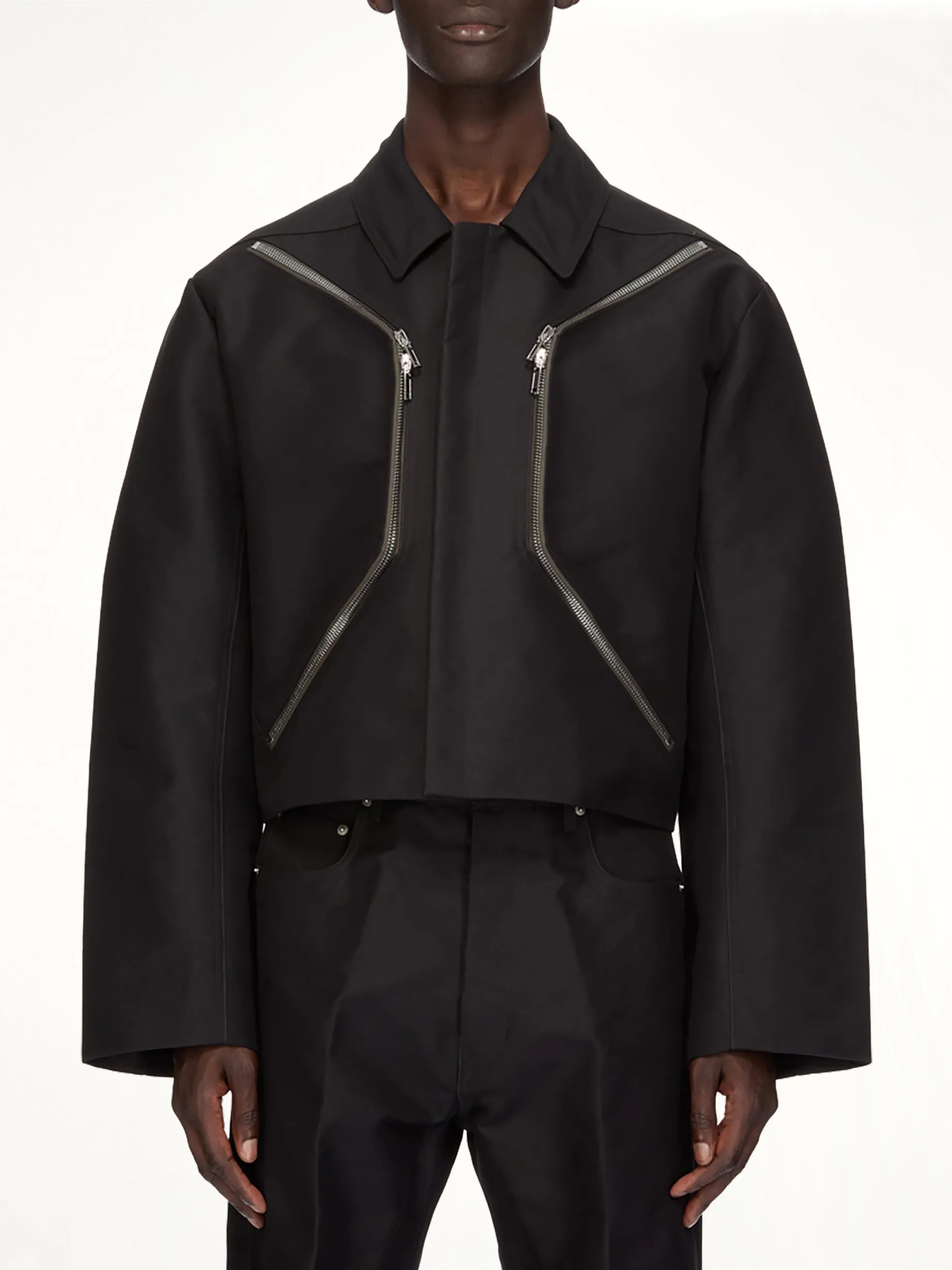 Woven Heizer Mac Jacket in Black sold by MARAIS
