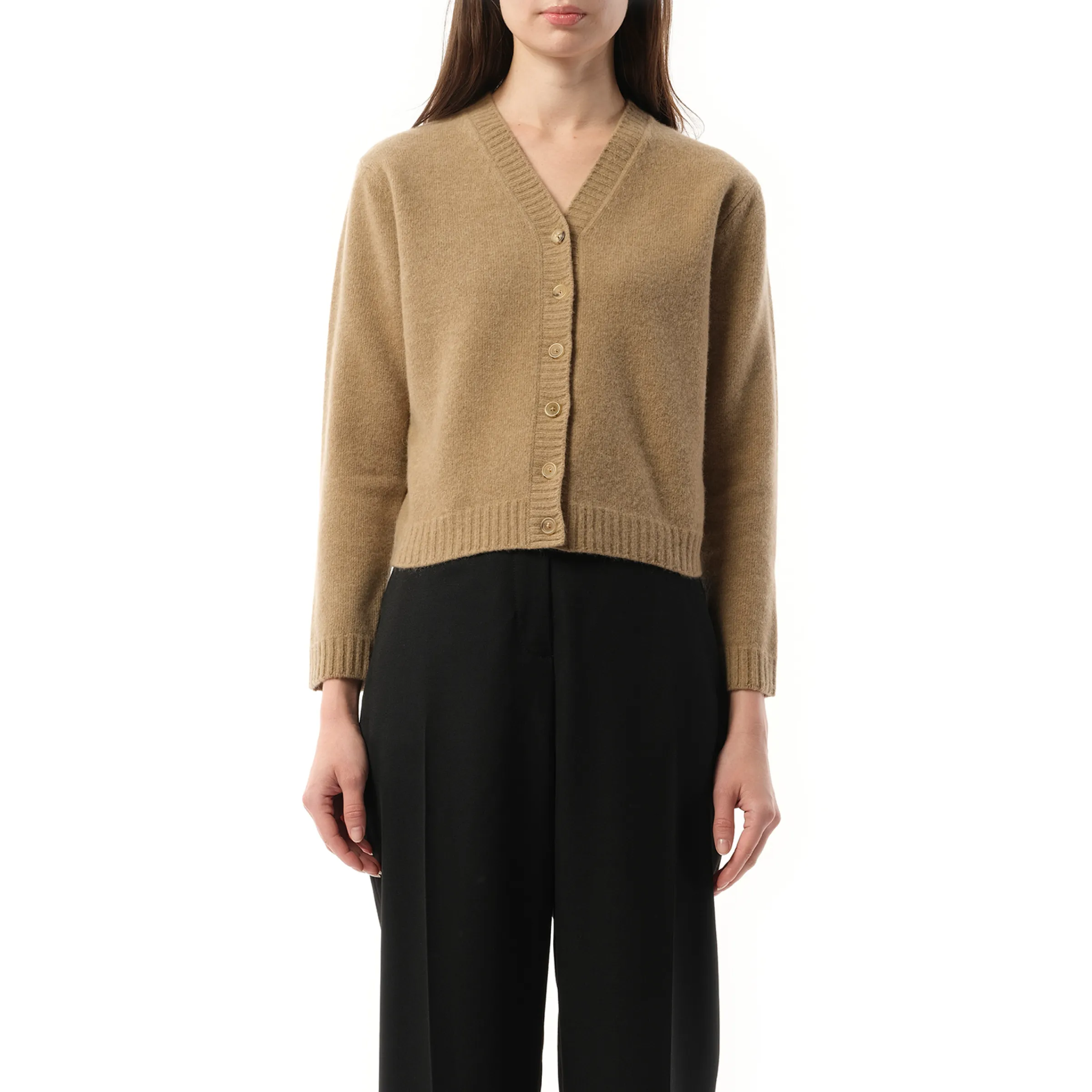 Lambswool Knit Cardigan in Beige sold by MARAIS