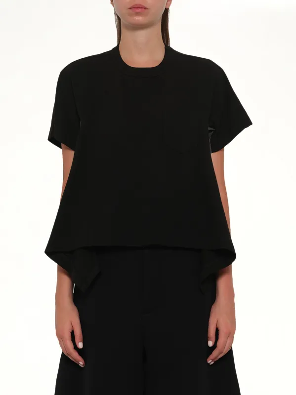 Light Weight Denim x Cotton Jersey T-Shirt in Black made by Sacai