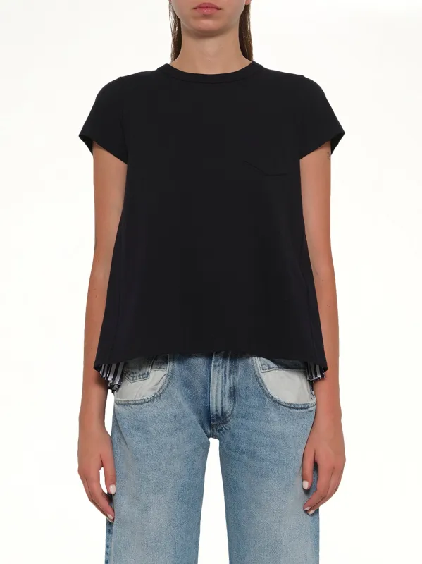 Cotton Poplin x Cotton Jersey T-Shirt in Navy made by Sacai