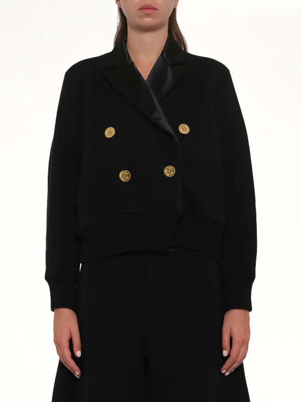 Cotton Cashmere Knit Jacket in Black sold by MARAIS