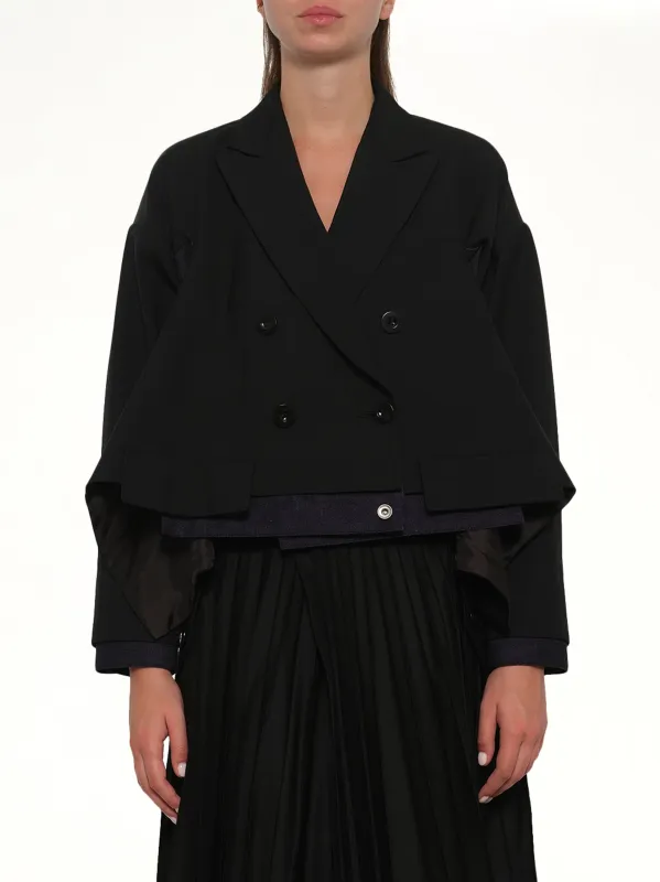 Suiting x Denim Jacket in Black/Indigo sold by MARAIS