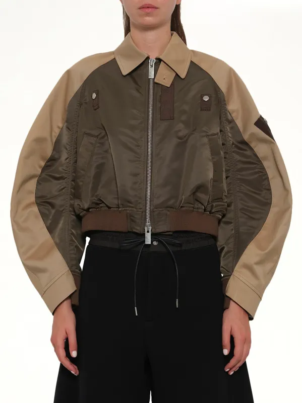 Cotton Chino x Nylon Twill Blouson in Khaki/Beige sold by MARAIS