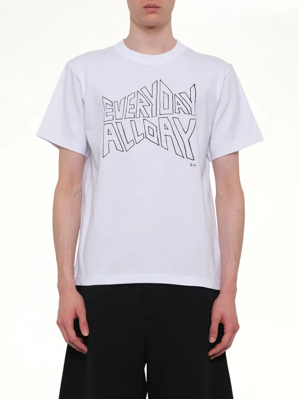 Geoff Sacai Print T-Shirt in White sold by MARAIS