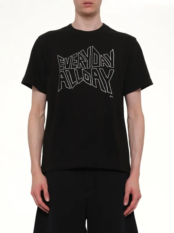 Geoff Sacai Print T-Shirt in Black sold by MARAIS