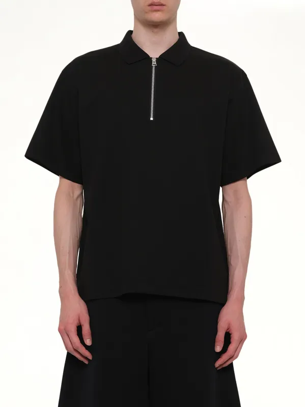 Cotton Jersey Polo in Black made by Sacai