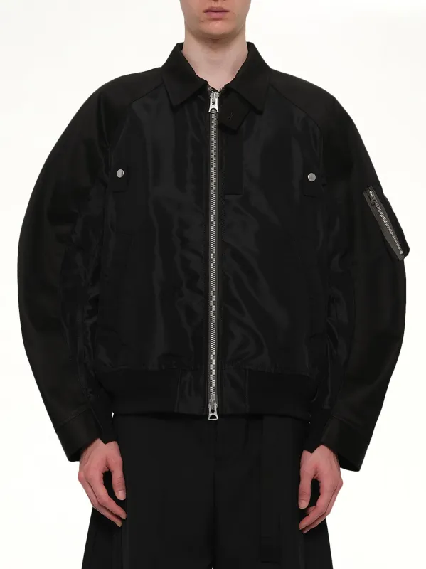 Cotton Chino x Nylon Twill Blouson in Black sold by MARAIS