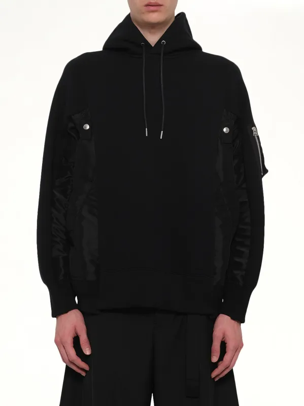 Sponge Sweat x Nylon Twill Hoodie in Black sold by MARAIS