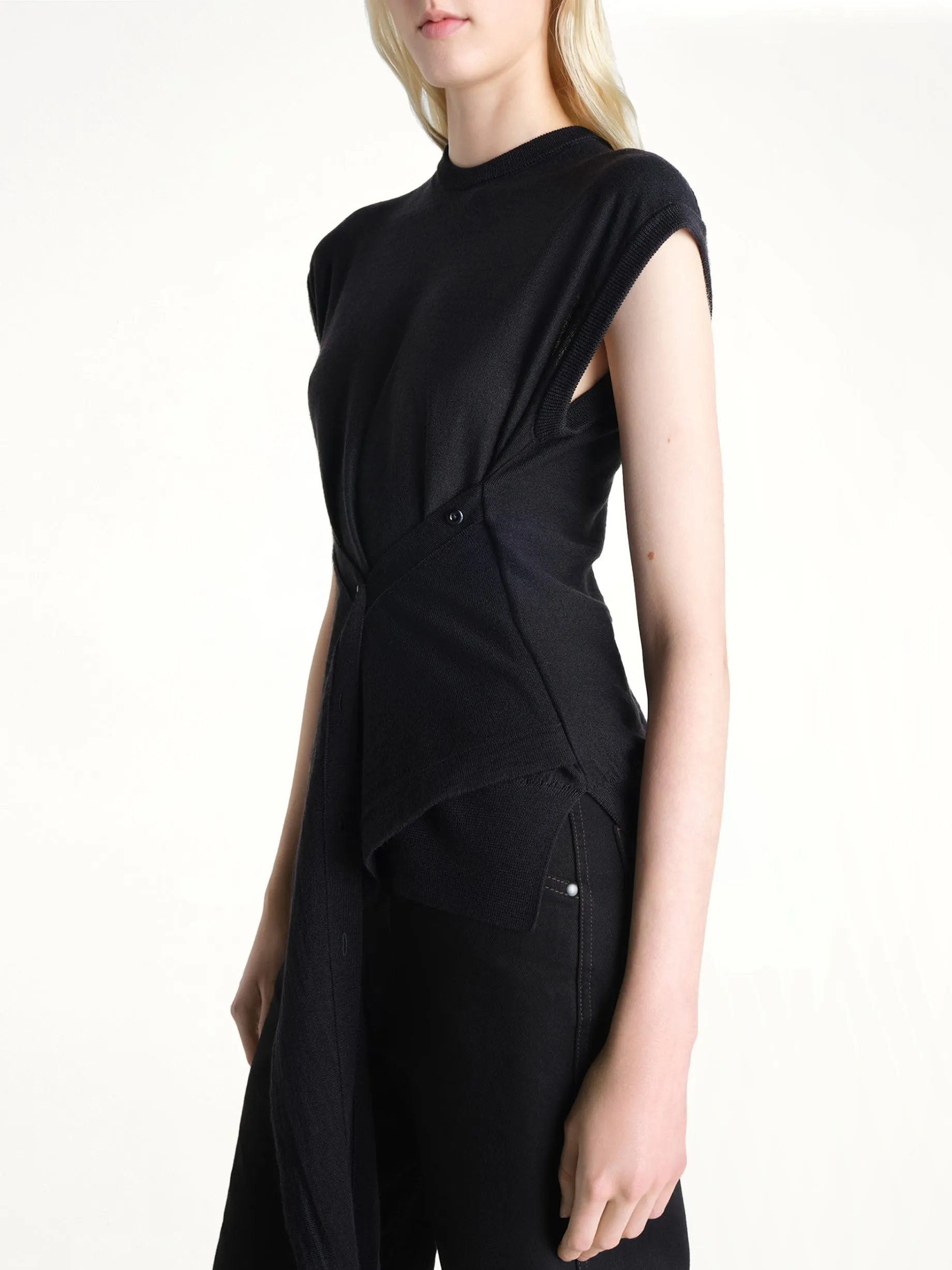 Sleeveless Buttoned Top in Black sold by MARAIS product image thumbnail 3