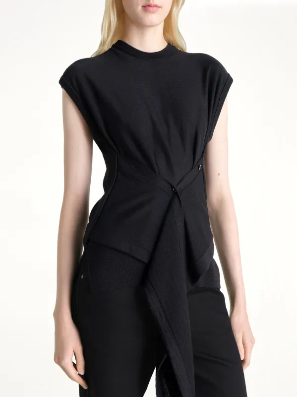 Sleeveless Buttoned Top in Black sold by MARAIS