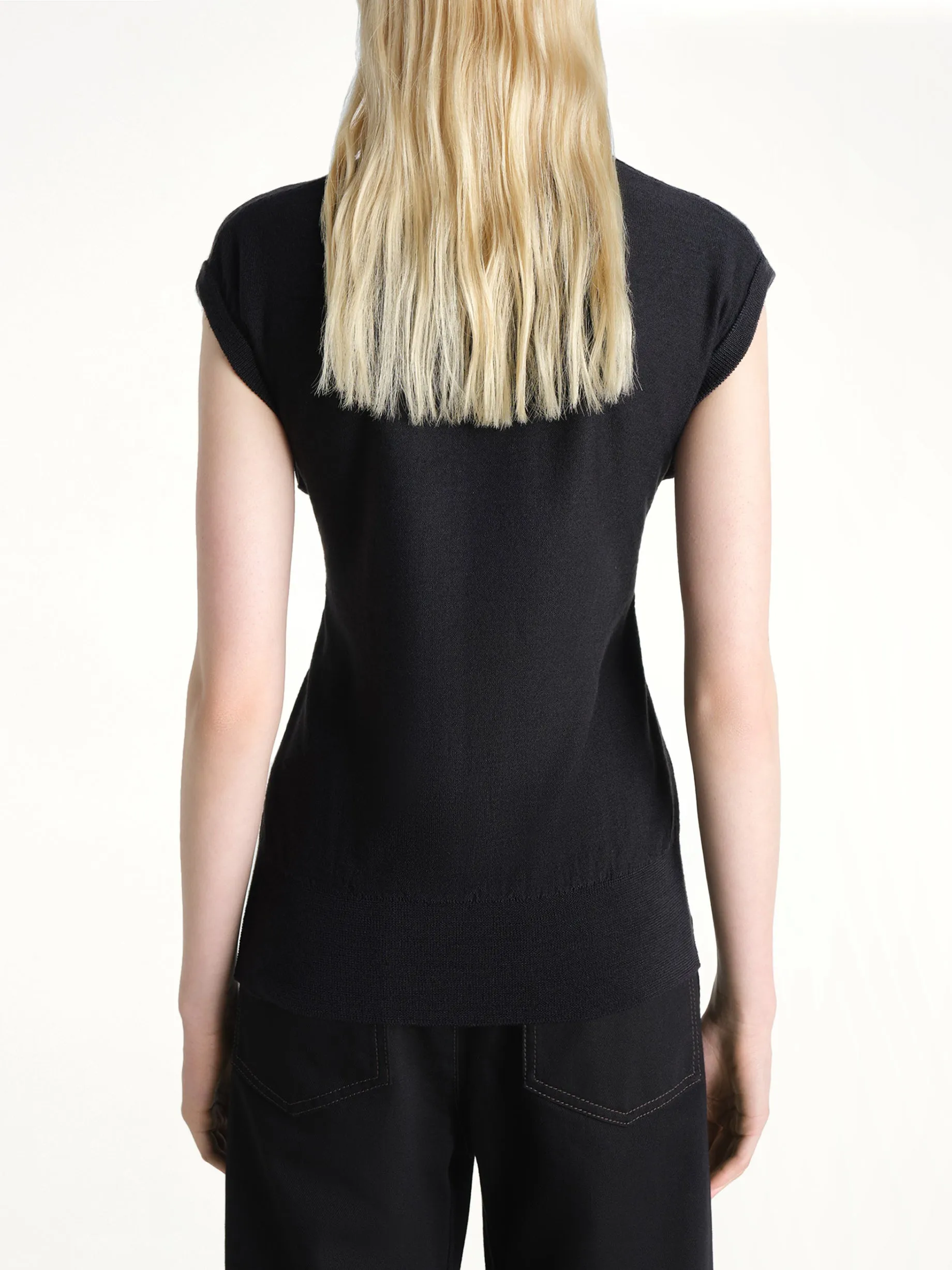 Sleeveless Buttoned Top in Black sold by MARAIS product image thumbnail 5