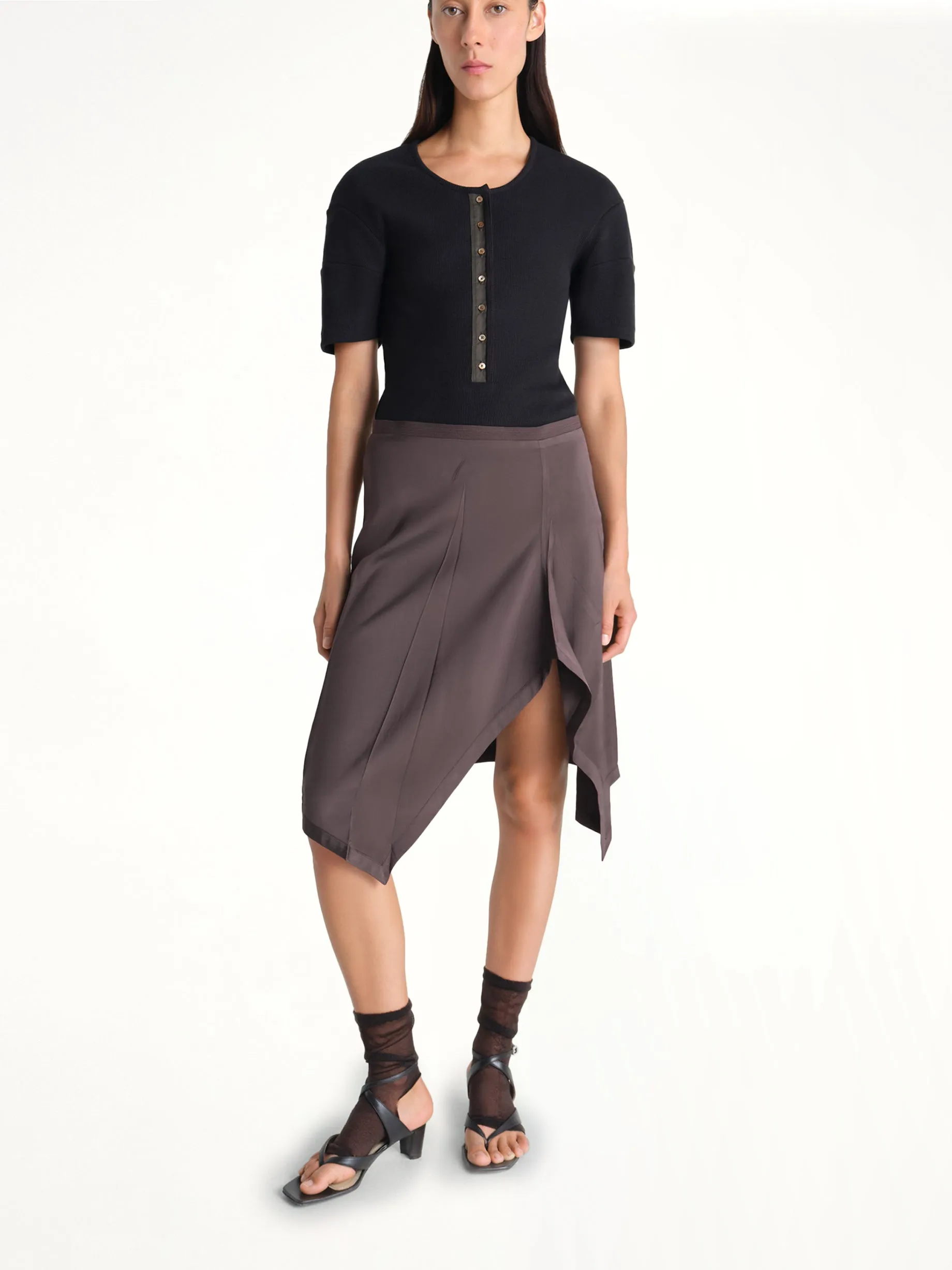 Fitted Henley in Black sold by MARAIS product image thumbnail 4