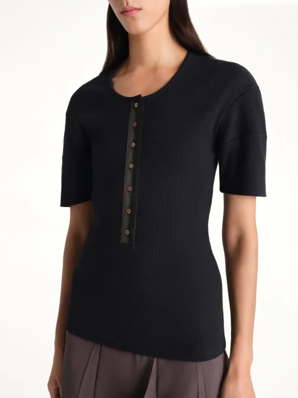 Fitted Henley in Black sold by MARAIS