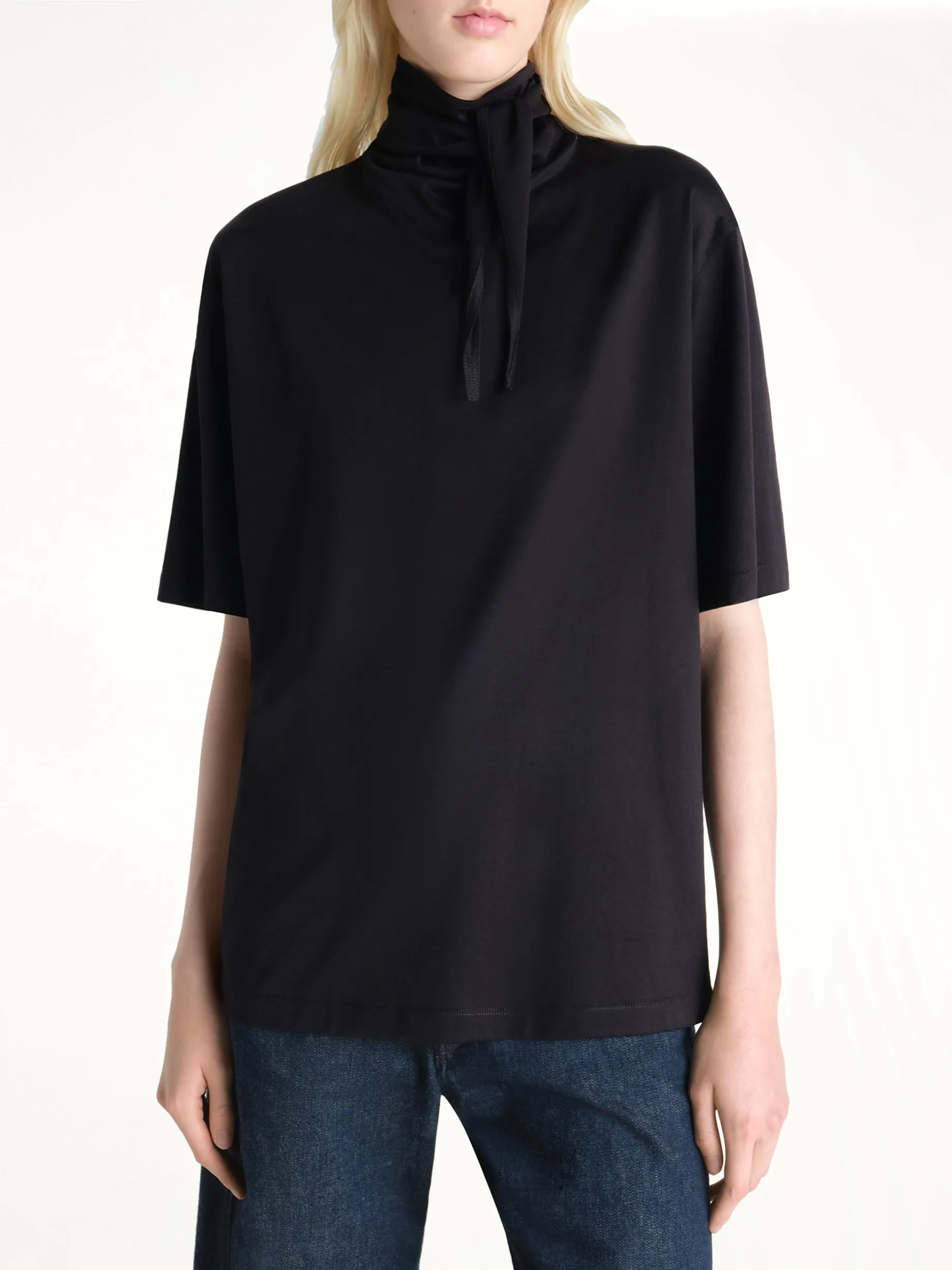 T-Shirt With Foulard in Black sold by MARAIS