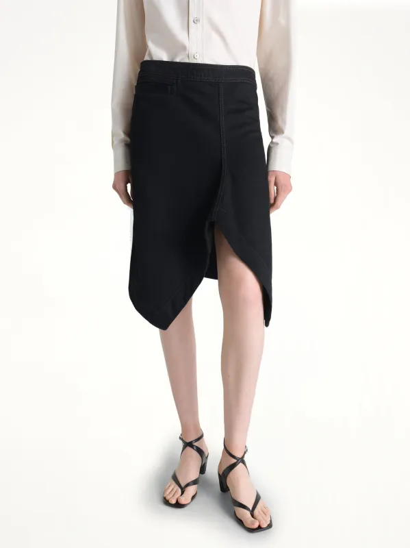Asymmetric Short Skirt in Black made by Lemaire