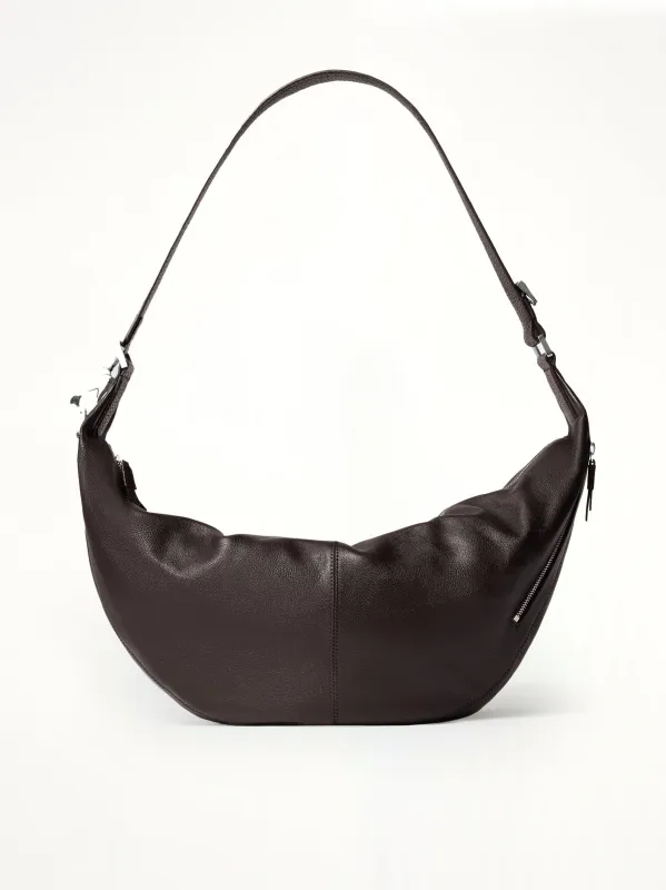 Quiver Clip Bag in Dark Chocolate made by Lemaire