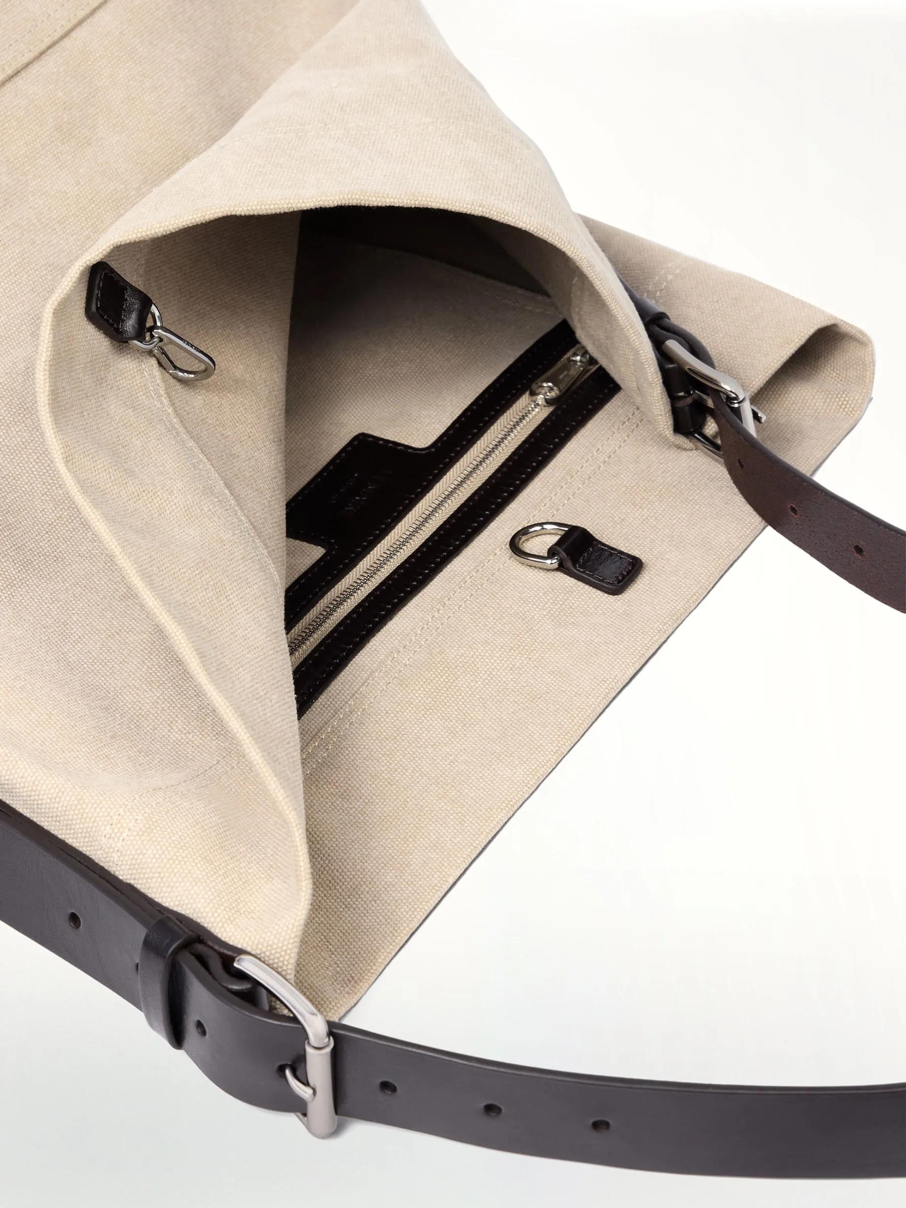 Belted Tote Bag in Dark Linen sold by MARAIS product image thumbnail 3