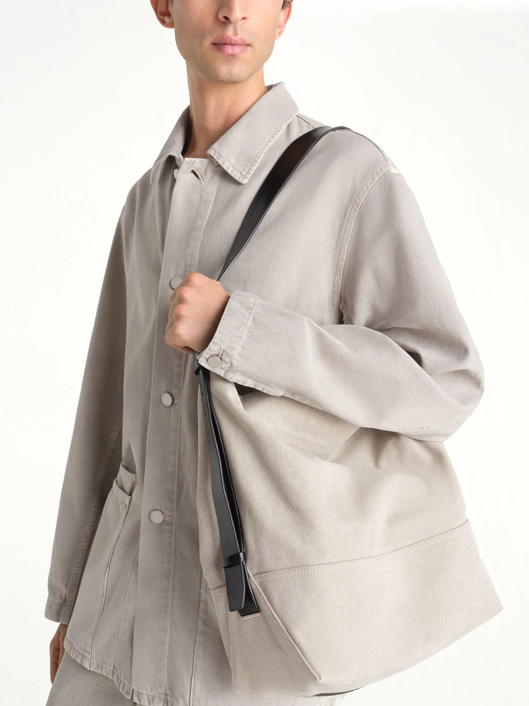 Belted Tote Bag in Dark Linen sold by MARAIS product image thumbnail 4