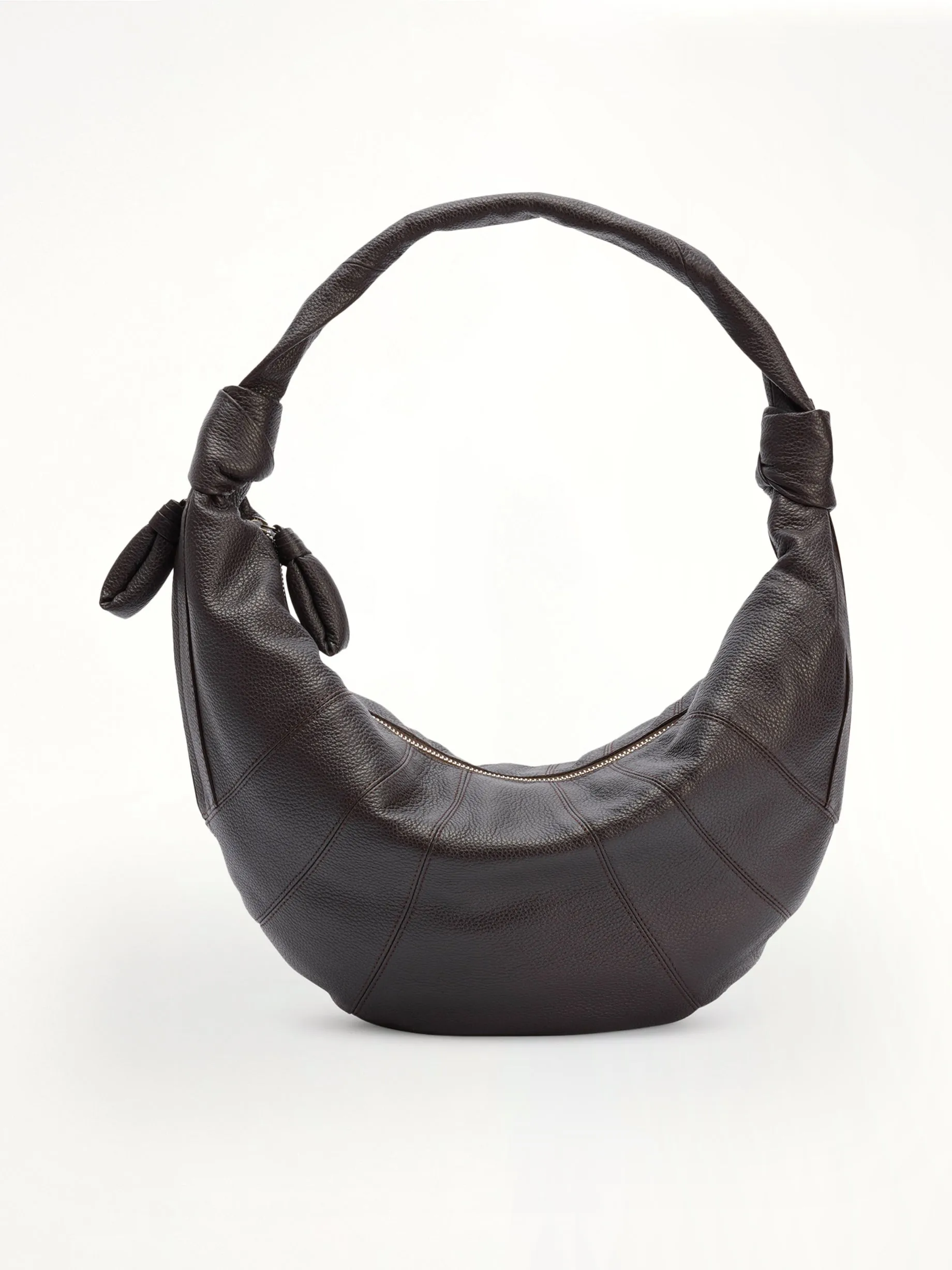 Grained Fortune Croissant Bag in Dark Chocolate sold by MARAIS