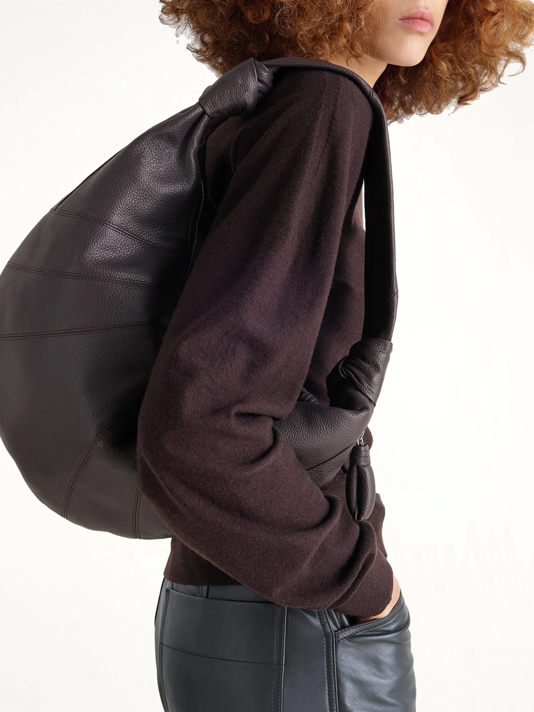 Grained Fortune Croissant Bag in Dark Chocolate sold by MARAIS product image thumbnail 4