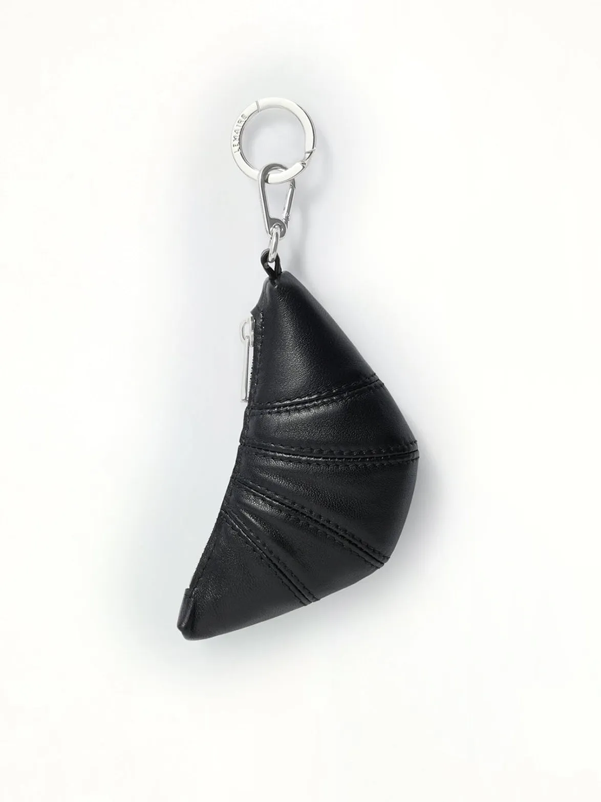 Mini Croissant Soft Nappa Keyring in Black sold by MARAIS