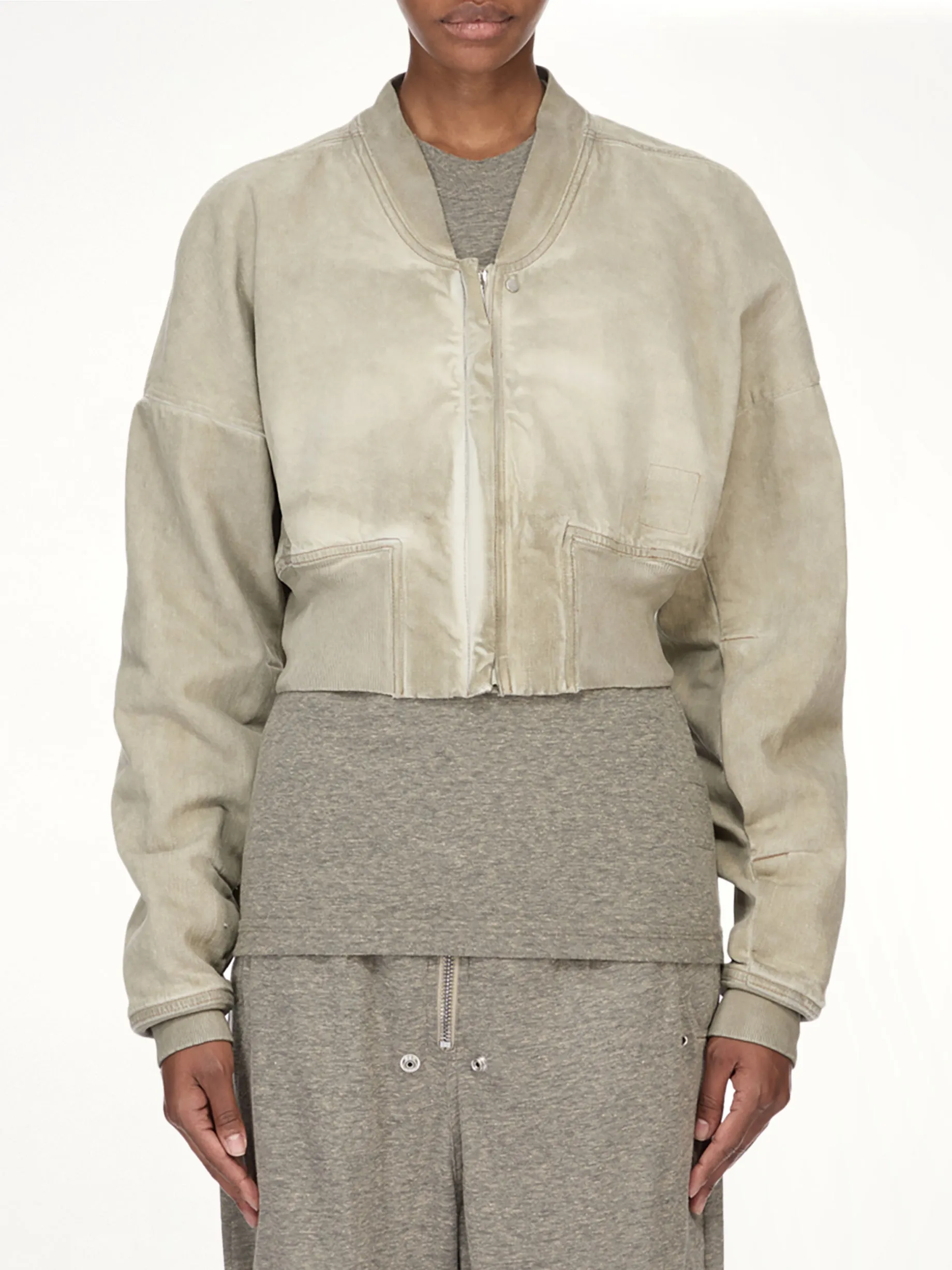 Flight Jacket Cropped in Sand sold by MARAIS