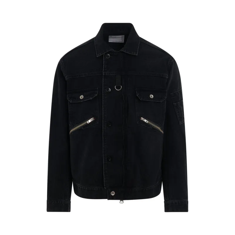 Denim Blouson in Black sold by MARAIS