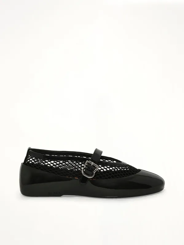 Ballet Fishnet & Rubber Flats in Black sold by MARAIS