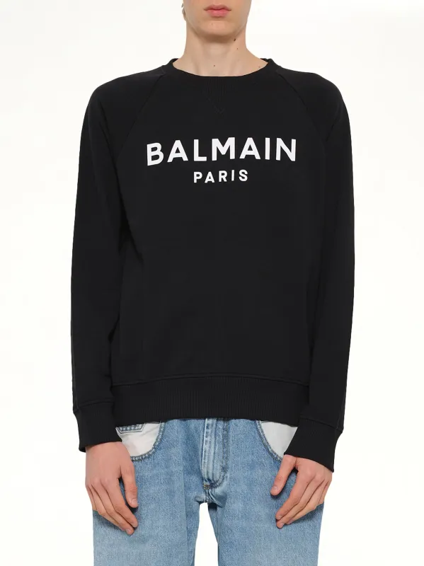 Balmain Print Sweatshirt in Black/White made by MARAIS