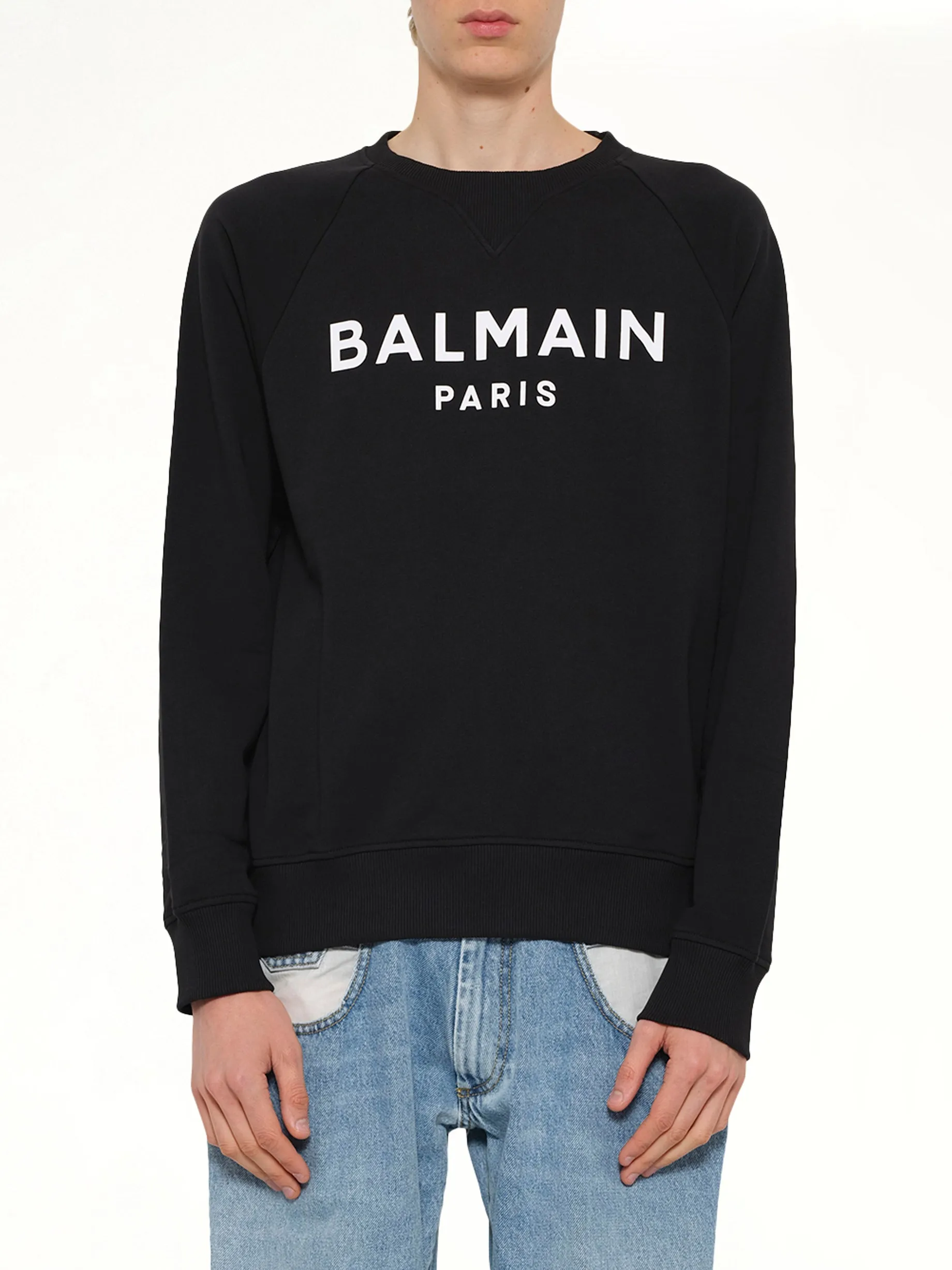 Balmain Print Sweatshirt in Black/White sold by MARAIS