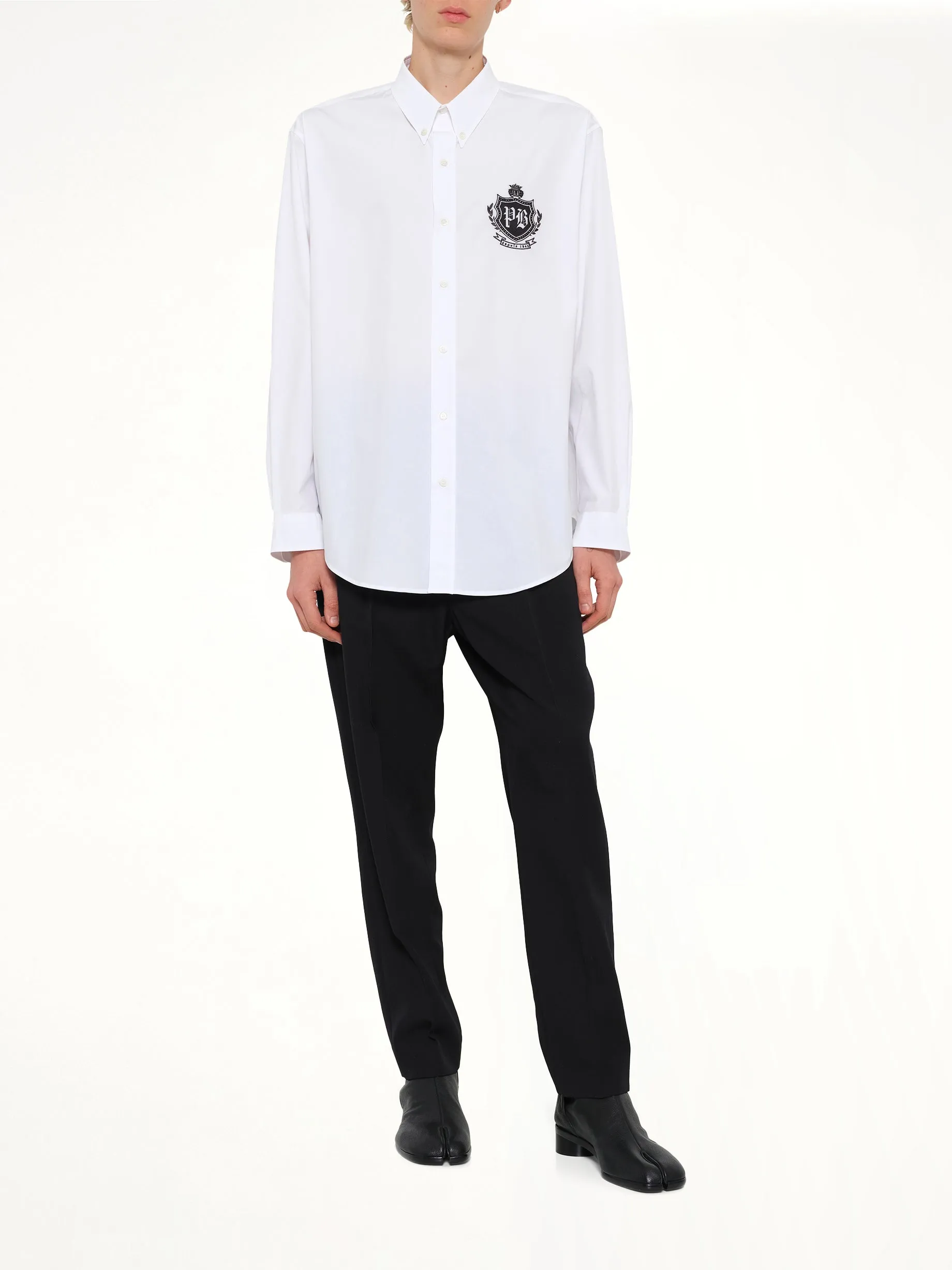 College Poplin Emblem Shirt in White sold by MARAIS product image thumbnail 4