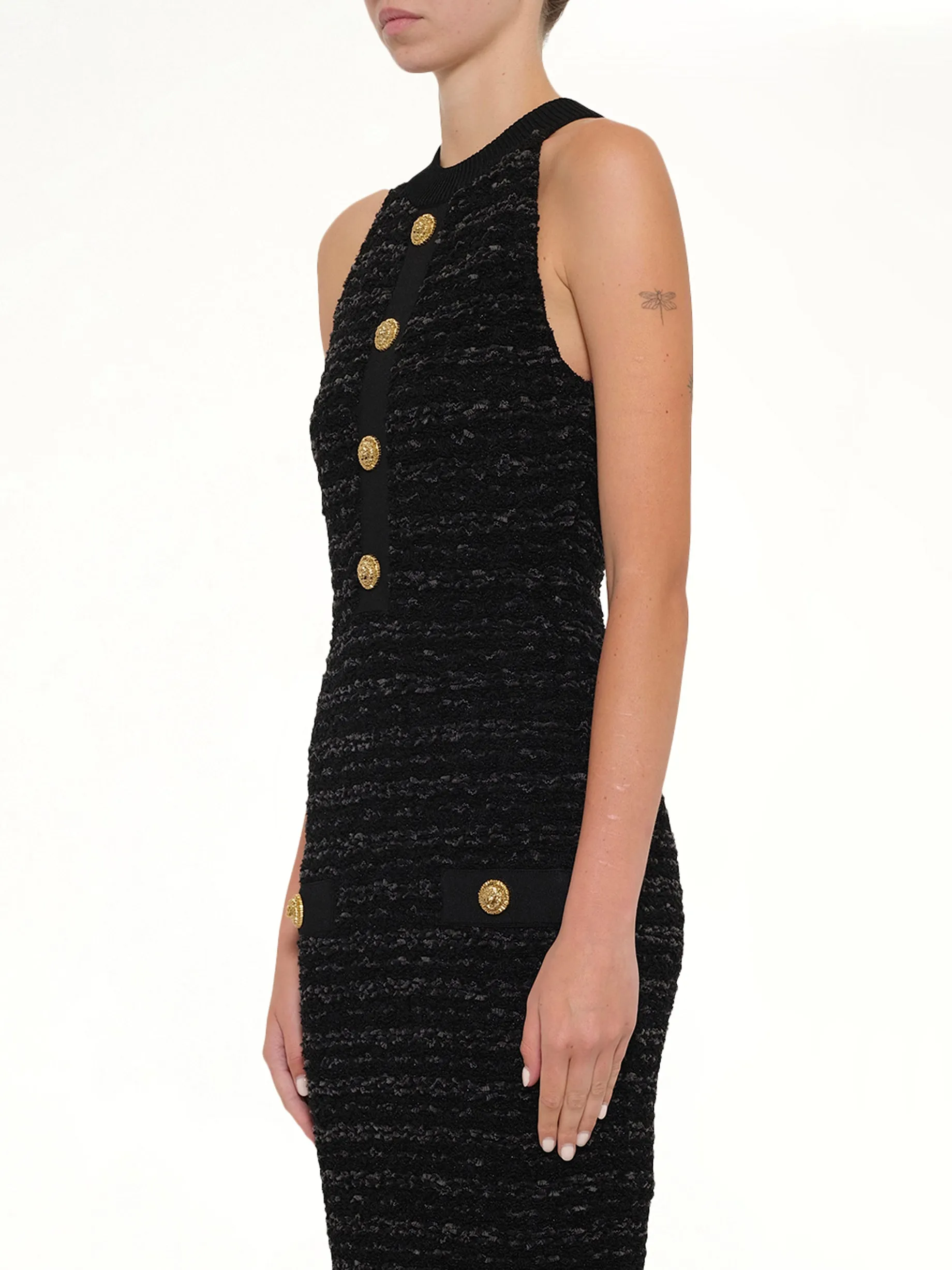 Halterneck Knit Tweed Dress in Black sold by MARAIS product image thumbnail 3