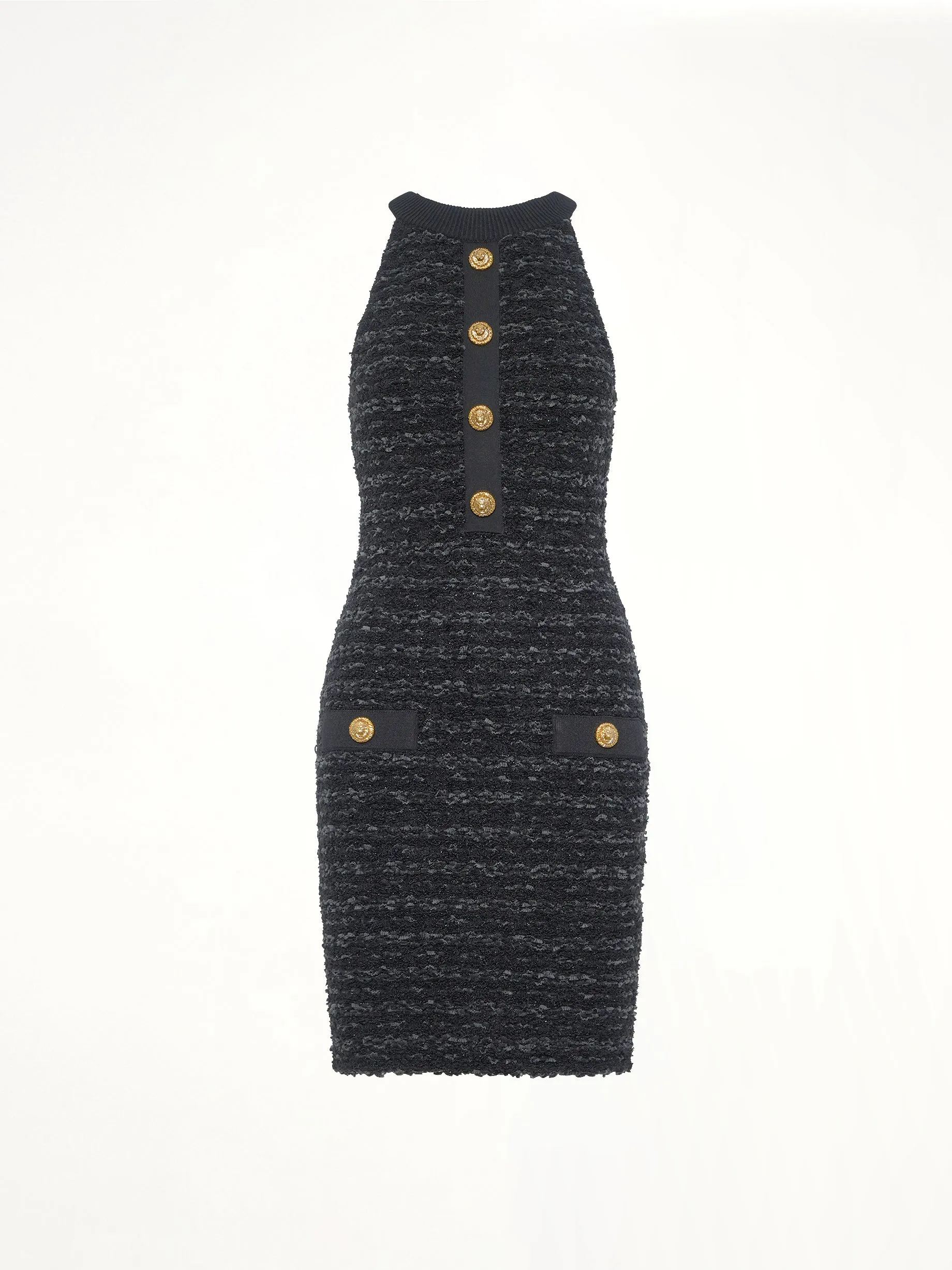 Halterneck Knit Tweed Dress in Black sold by MARAIS product image thumbnail 2