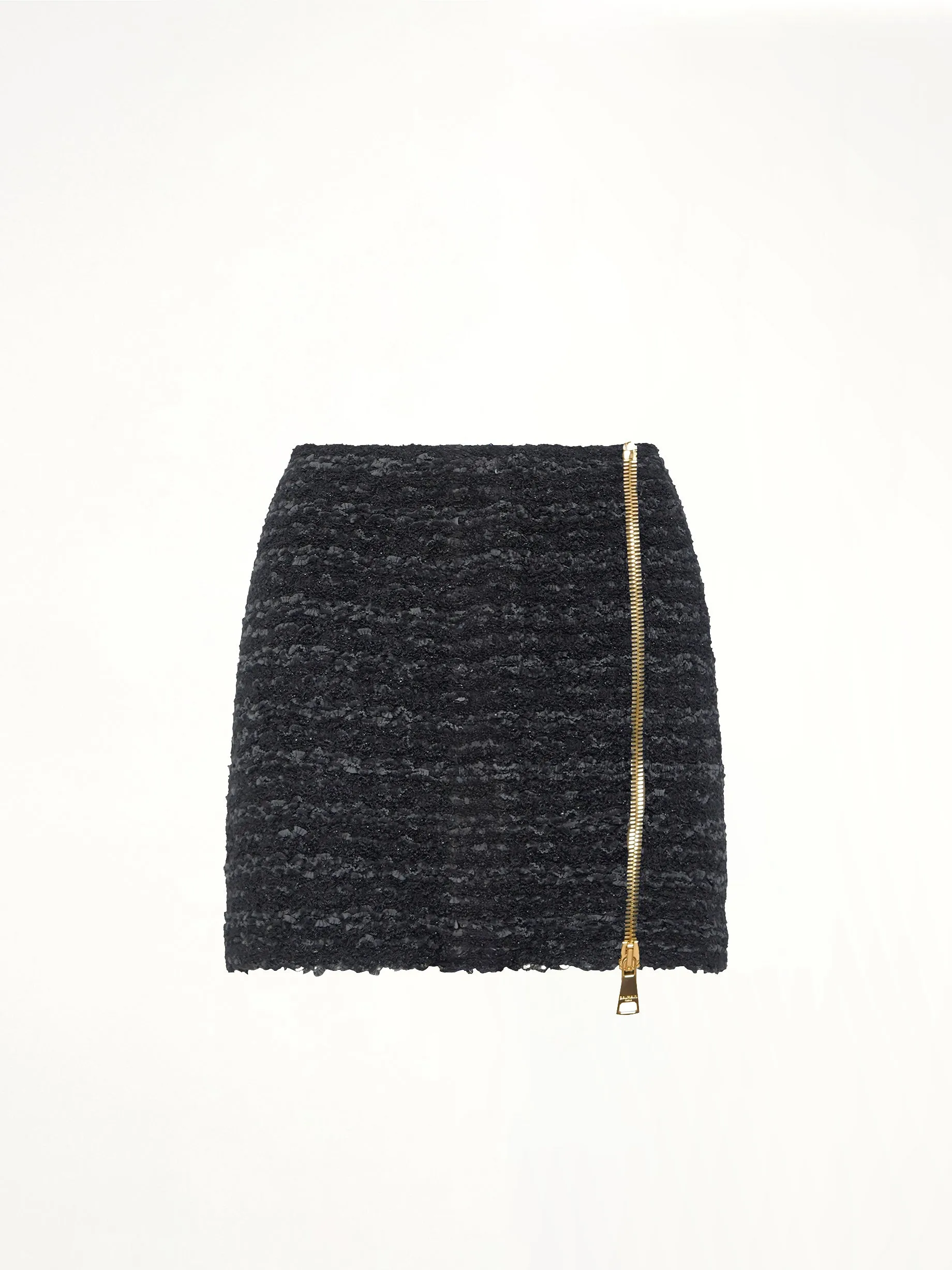 Zipped Knit Tweed Skirt in Black sold by MARAIS product image thumbnail 2