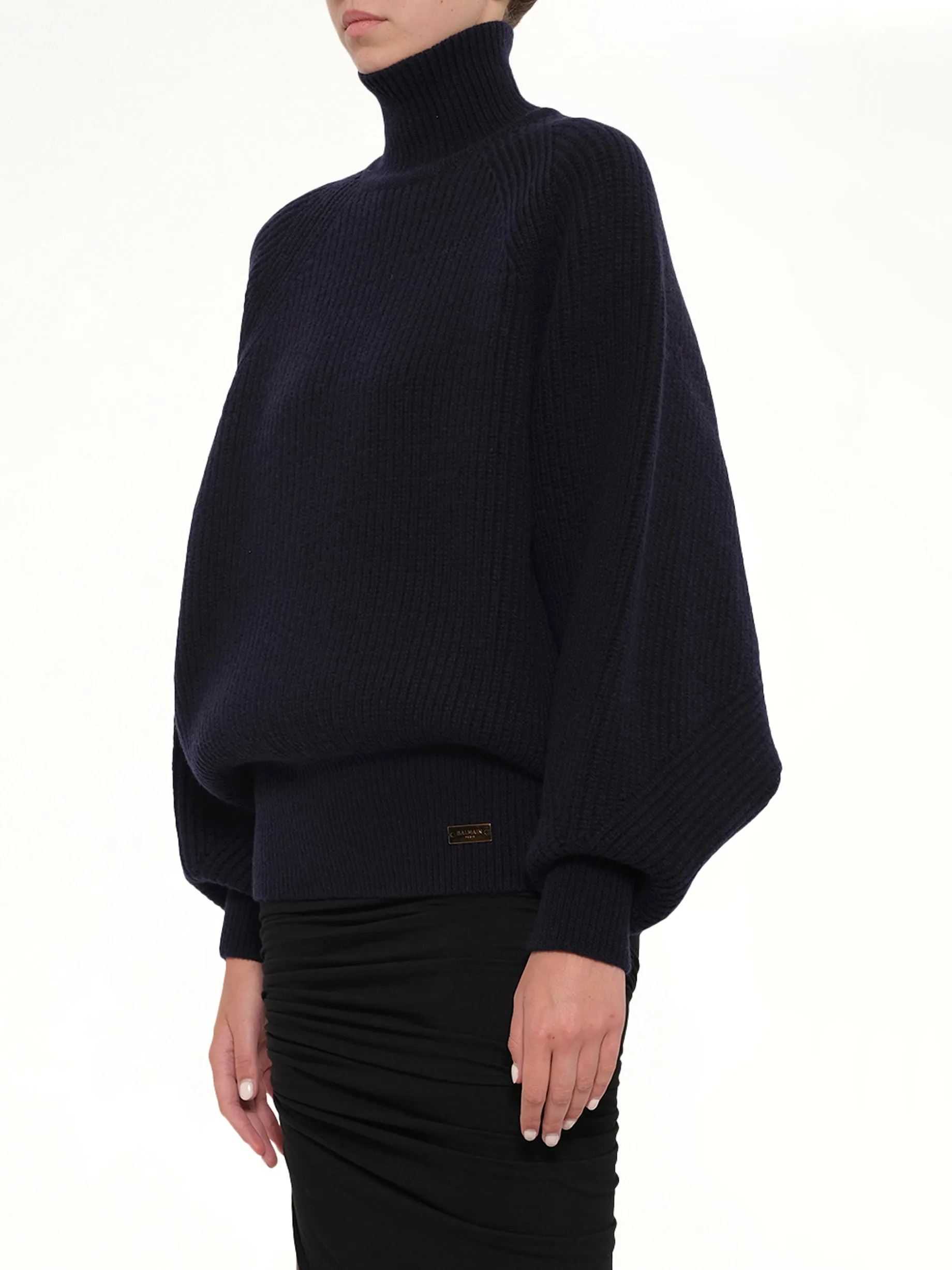 Batwing Ribbed Knit Pullover in Blue sold by MARAIS product image thumbnail 3