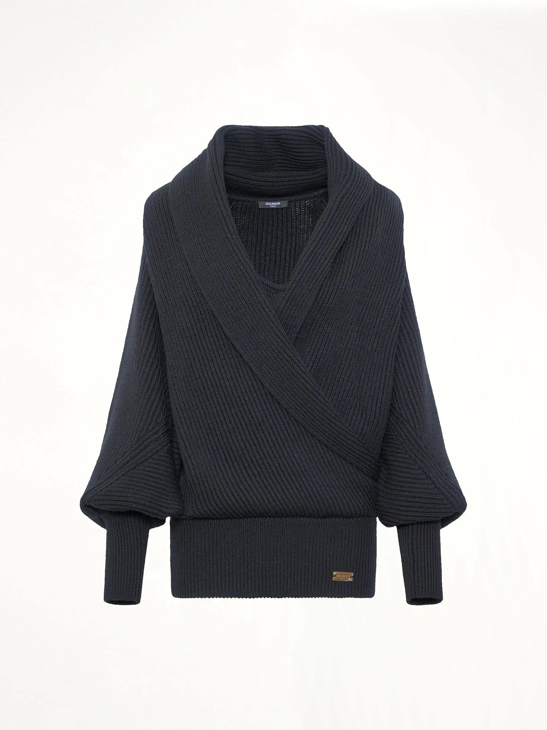 Batwing Hooded Rib Knit Pullover in Black sold by MARAIS product image thumbnail 2