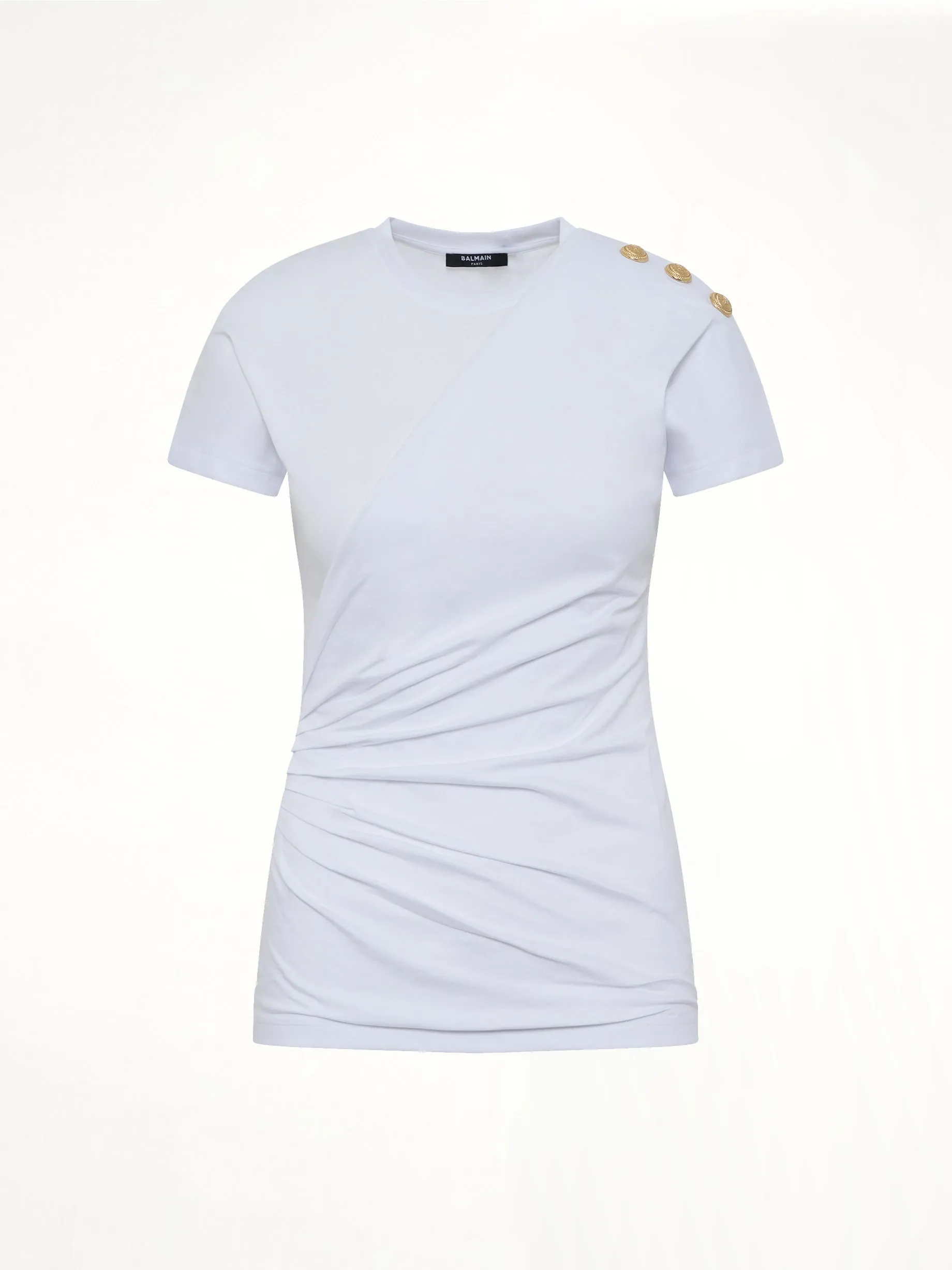 3 Buttons Knotted T-Shirt in White/Black sold by MARAIS product image thumbnail 2