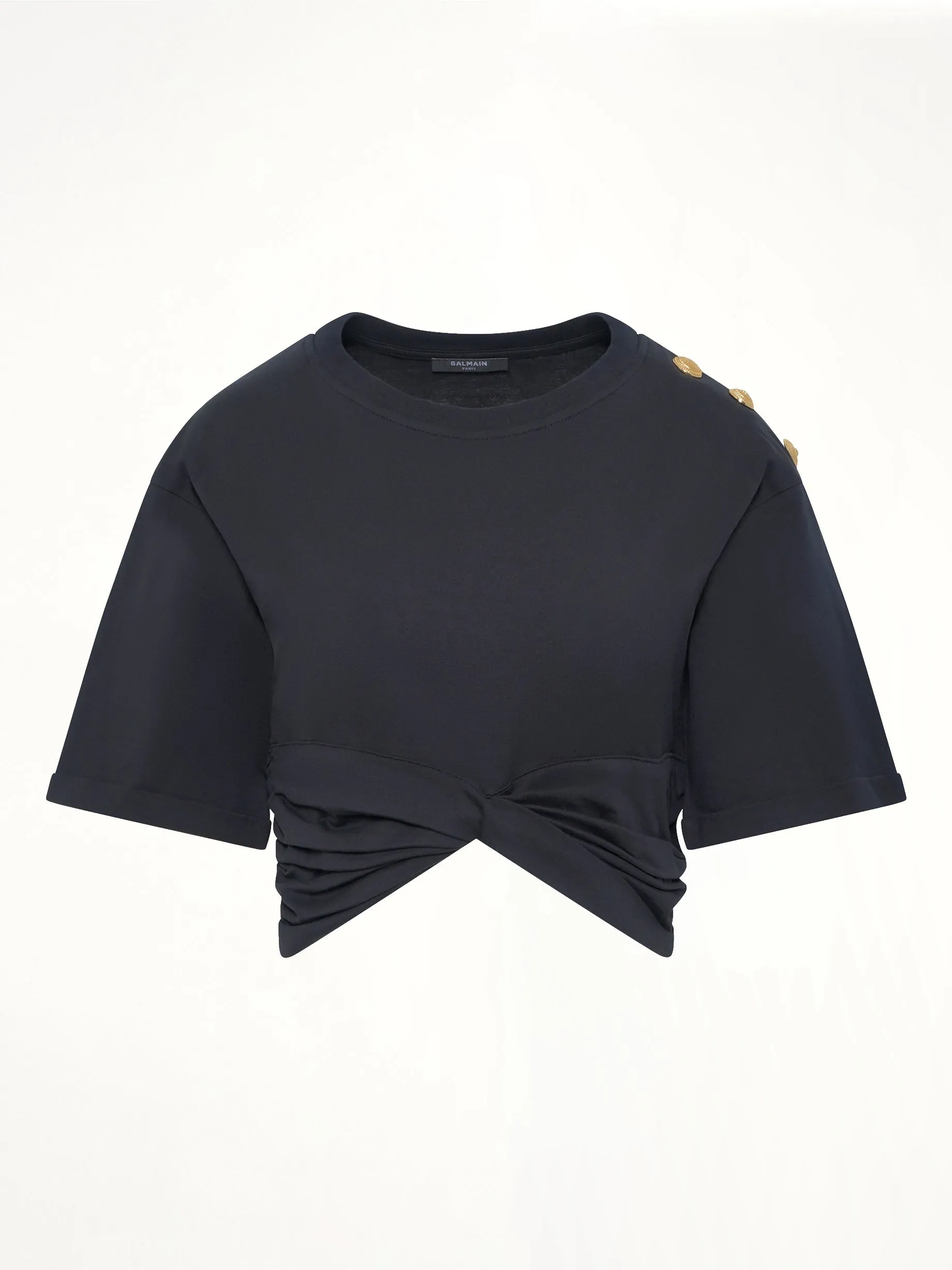 Cropped Knotted T-Shirt in Black/Beige sold by MARAIS product image thumbnail 2