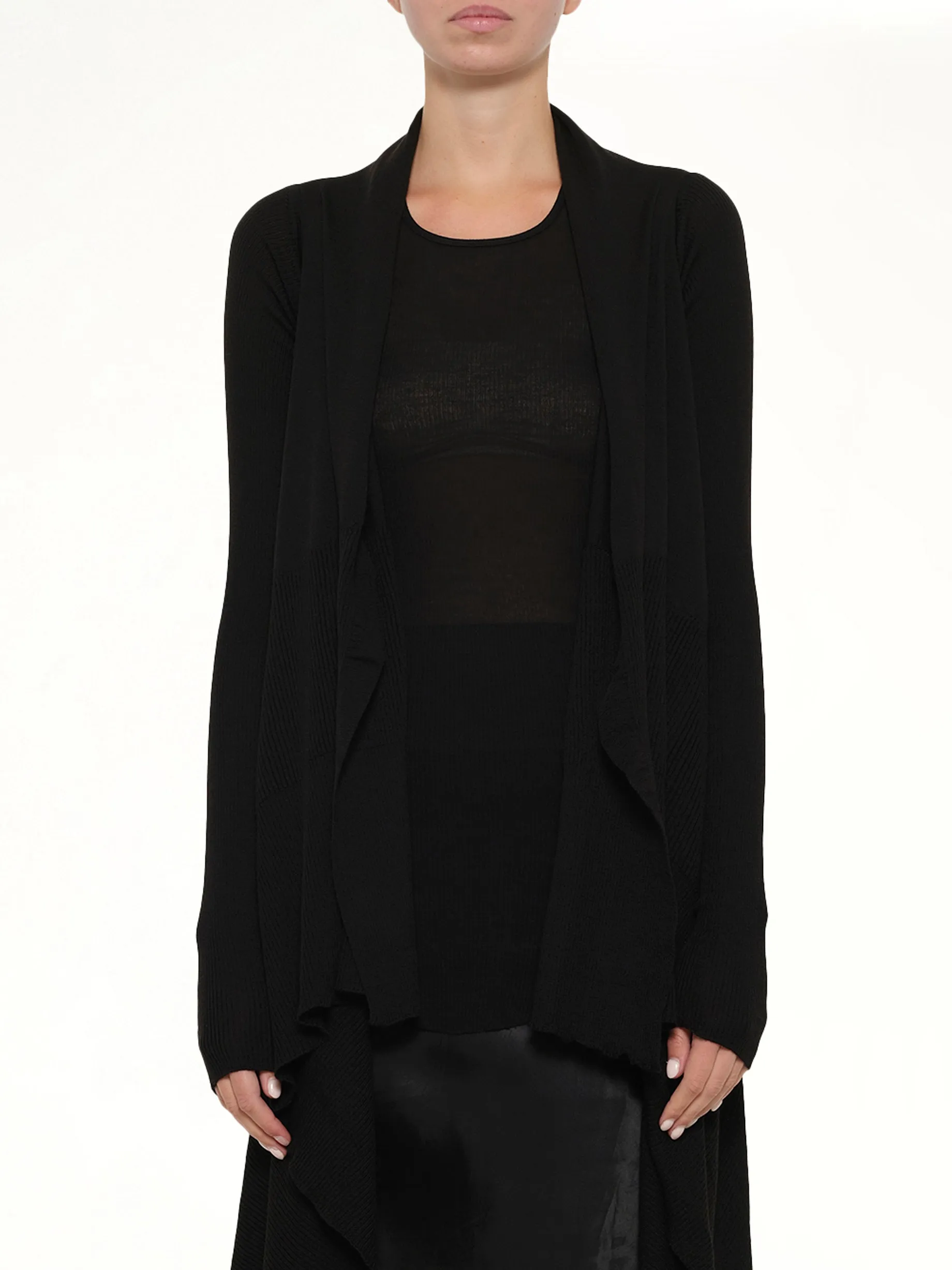 Long Wrap Cardigan in Black sold by MARAIS