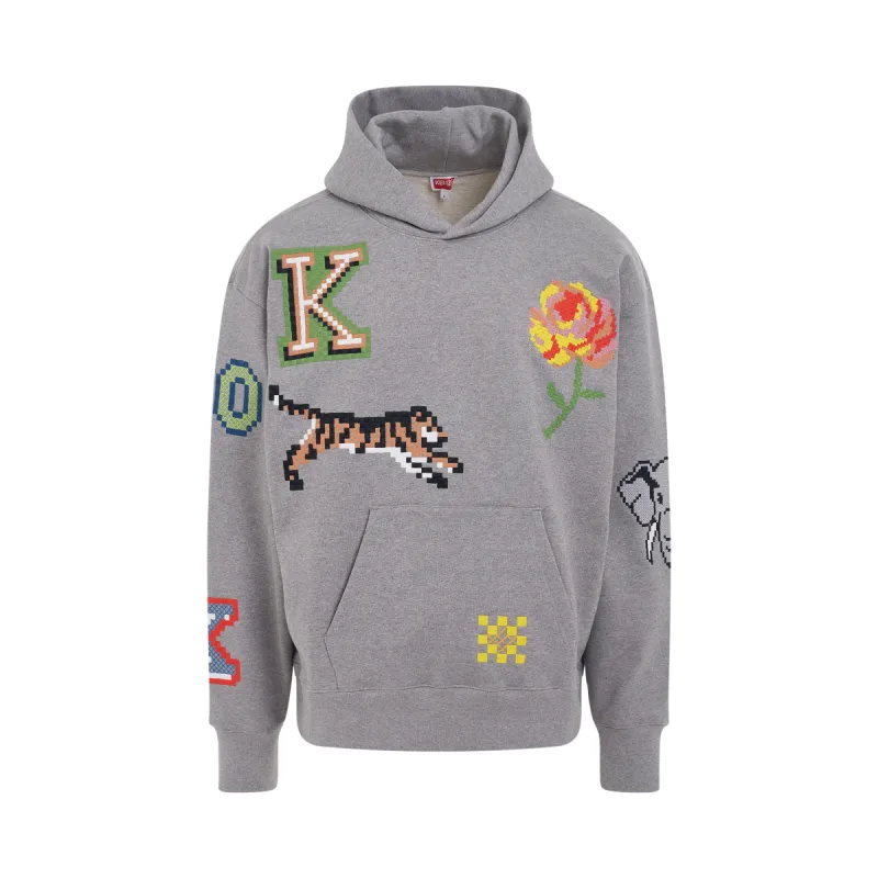 Pixel Oversized Hoodie in Pearl Grey sold by MARAIS