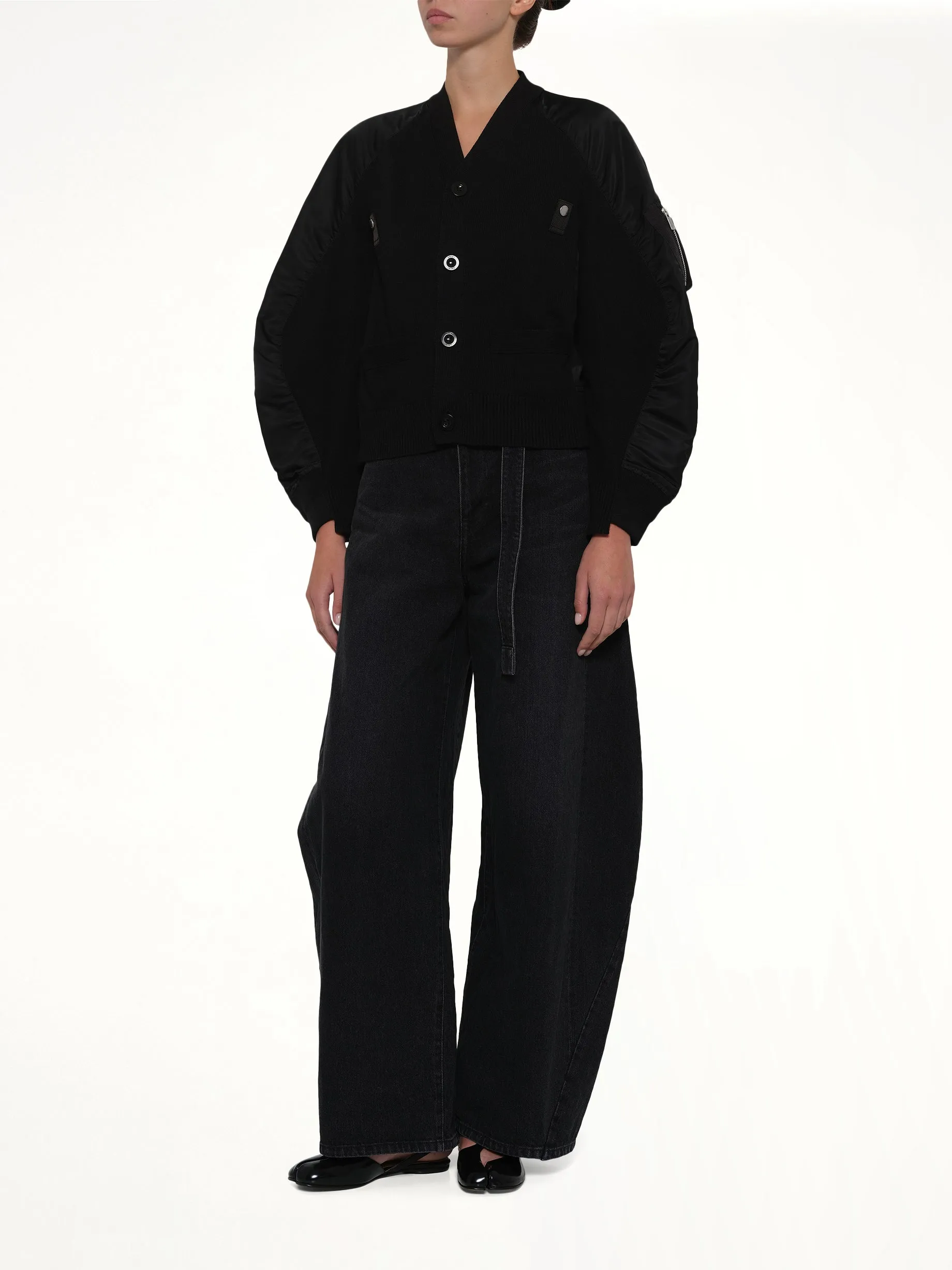 Nylon Twill x Knit Cardigan in Black sold by MARAIS product image thumbnail 4