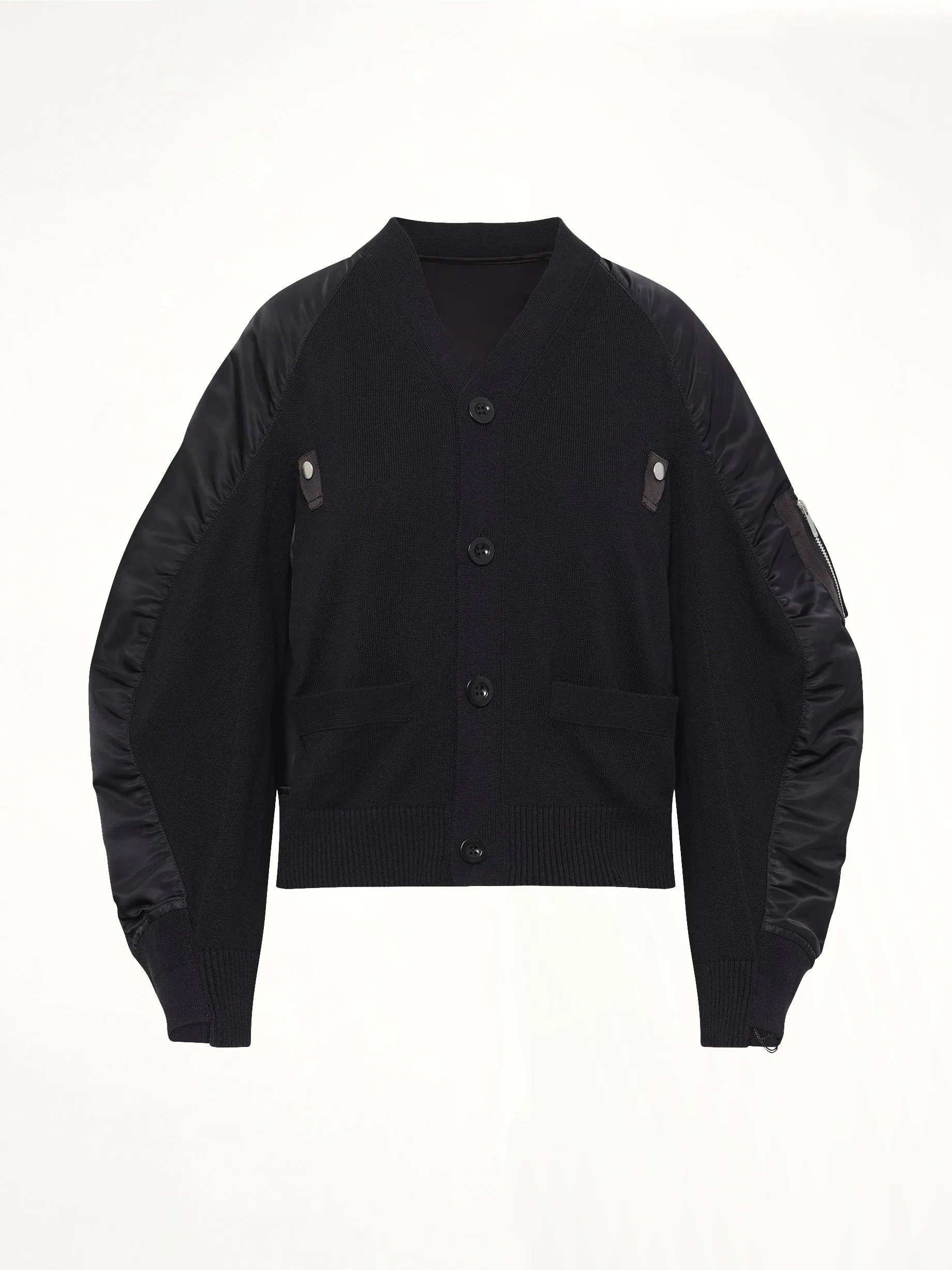 Nylon Twill x Knit Cardigan in Black sold by MARAIS product image thumbnail 2