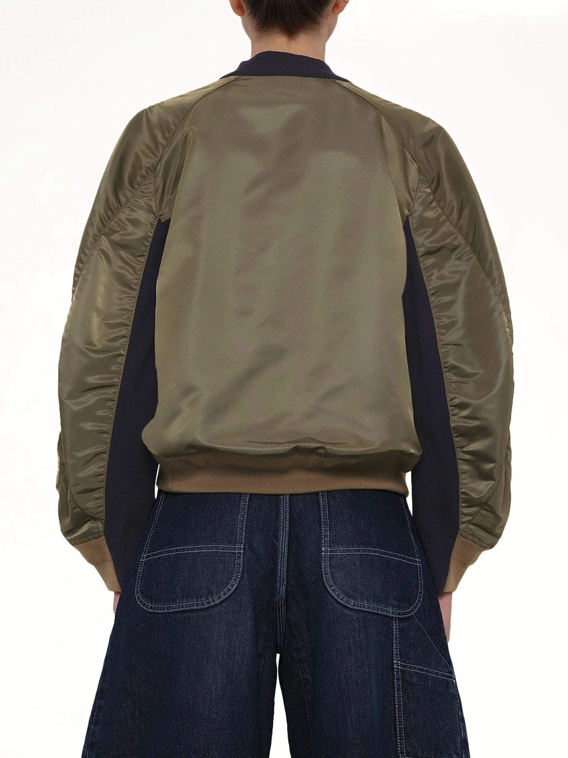 Nylon Twill x Knit Cardigan in Navy/Dark Khaki sold by MARAIS product image thumbnail 5