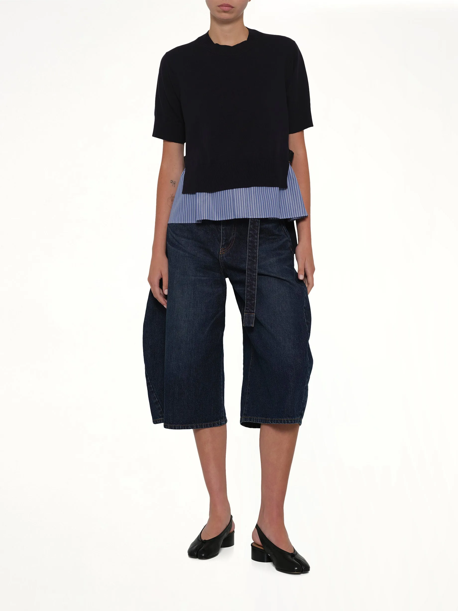 Barrel Denim Bermuda Pants in Blue sold by MARAIS product image thumbnail 4
