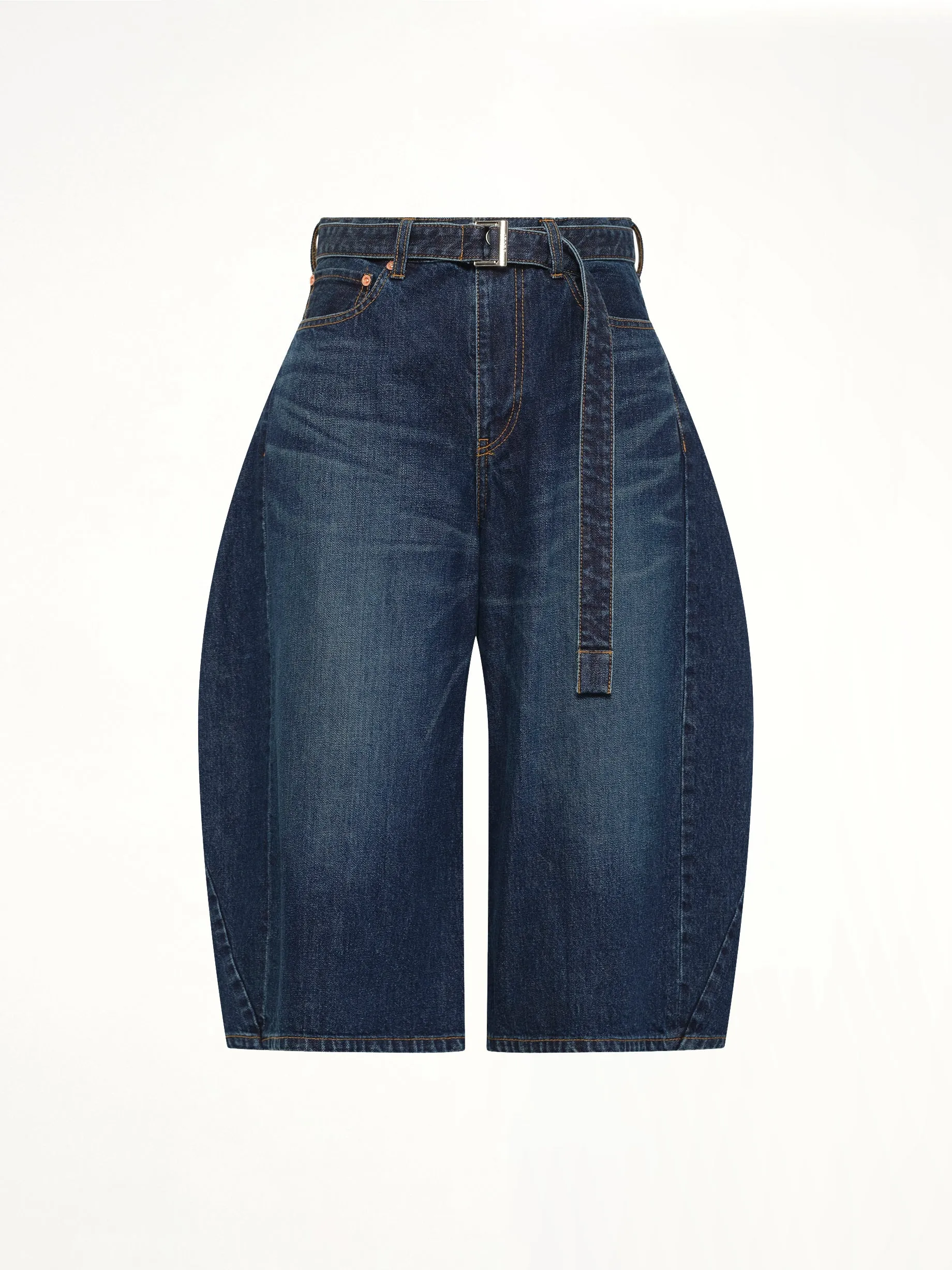 Barrel Denim Bermuda Pants in Blue sold by MARAIS product image thumbnail 2
